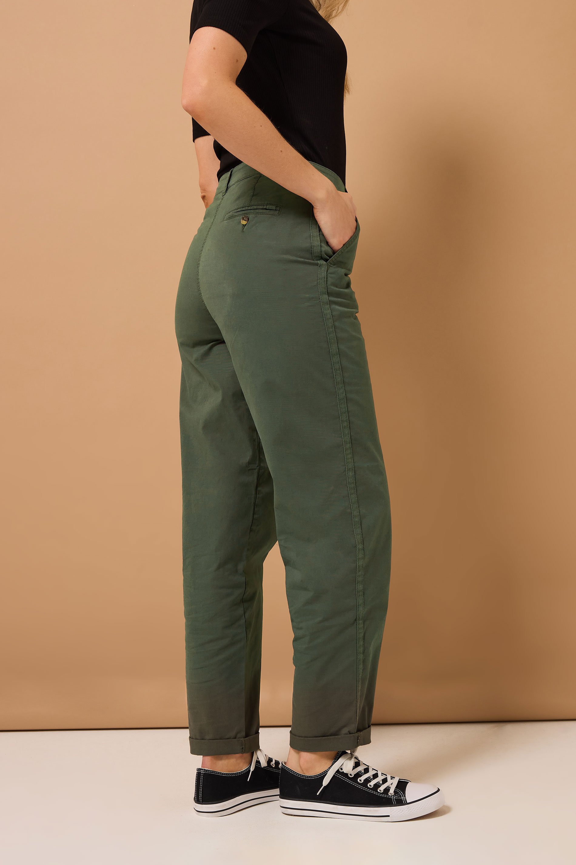 LTS Tall Khaki Green Cotton Straight Leg Chino Jeans | Long Tall Sally 4
