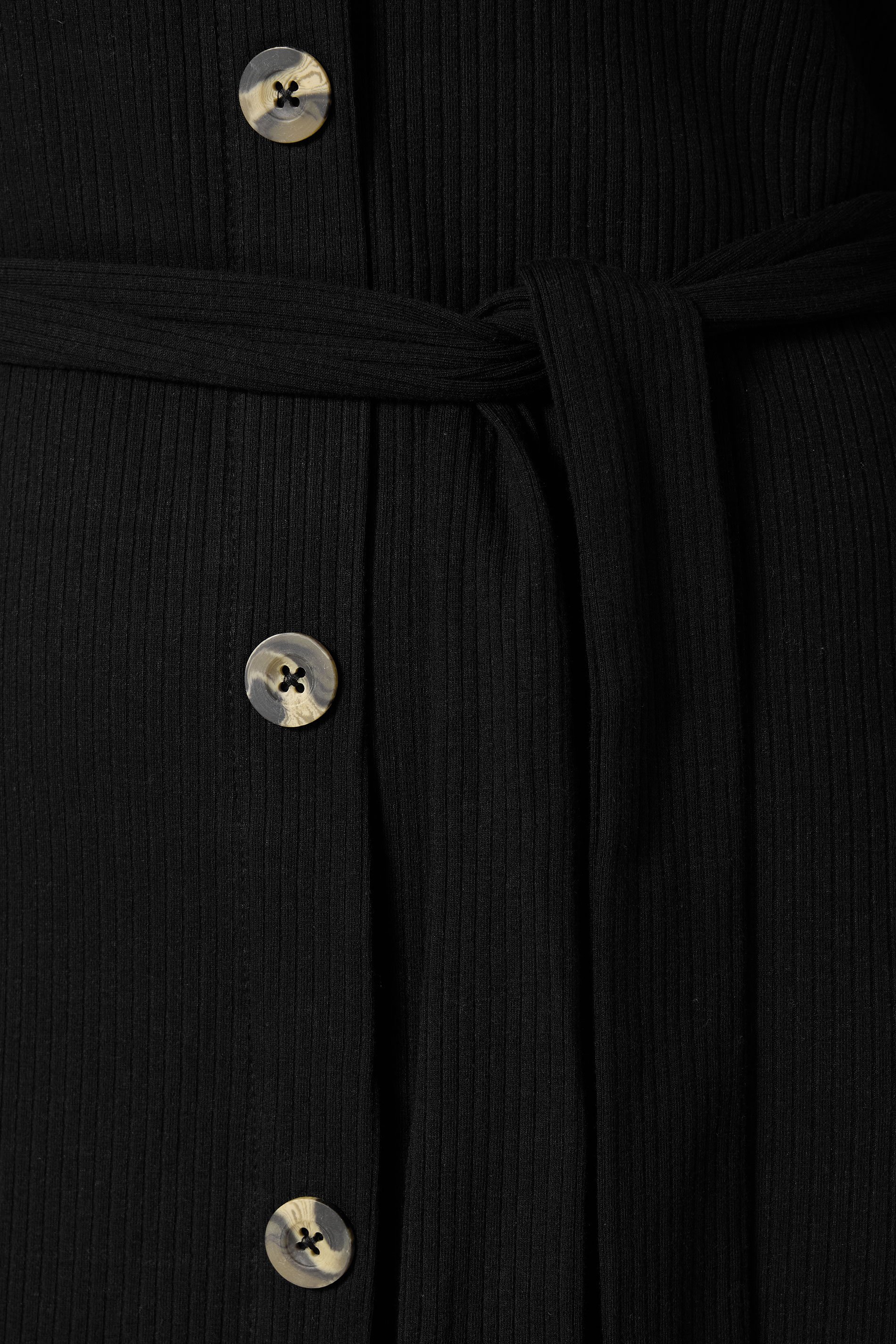 LTS Tall Black Ribbed Button Maxi Dress | Long Tall Sally 4