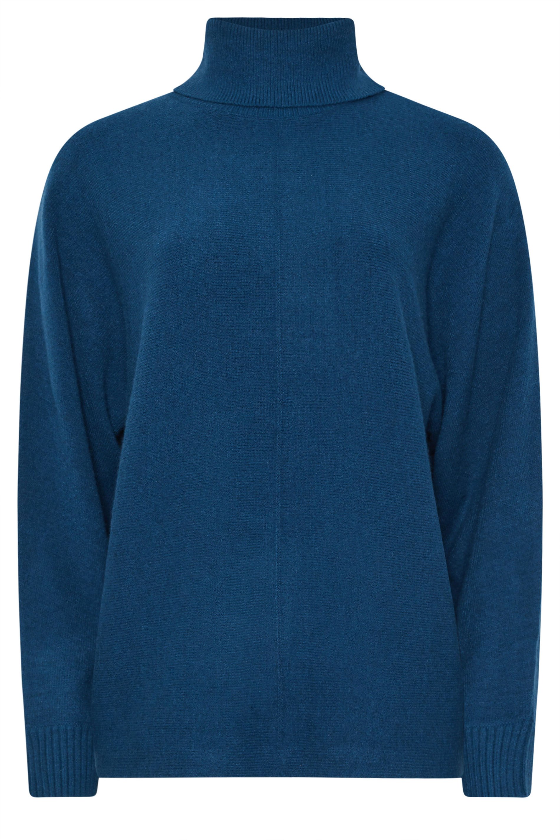 LTS Tall Teal Blue Batwing Roll Neck Jumper | Long Tall Sally 5