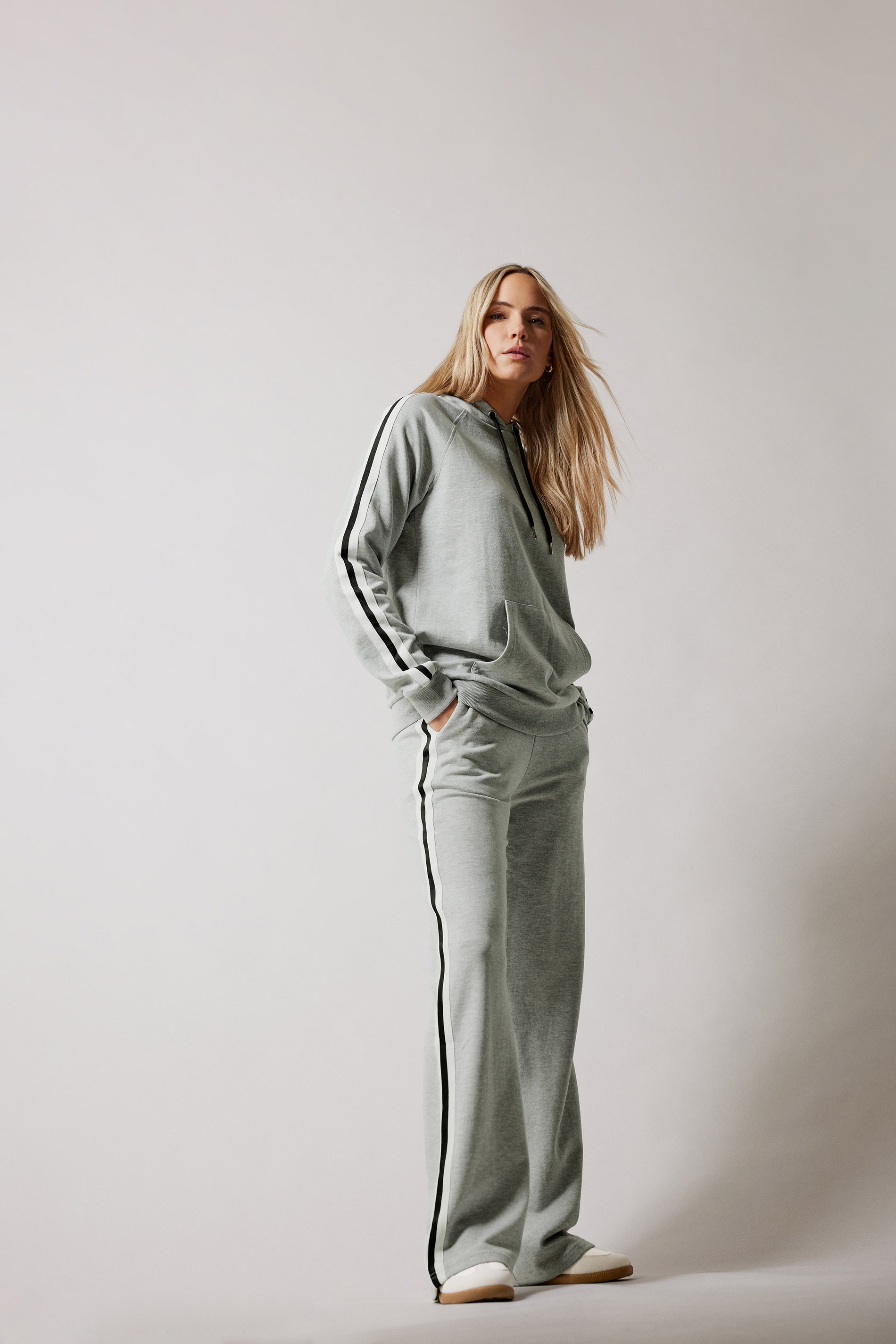 LTS Tall Grey Side Stripe Wide Leg Joggers | Long Tall Sally 2