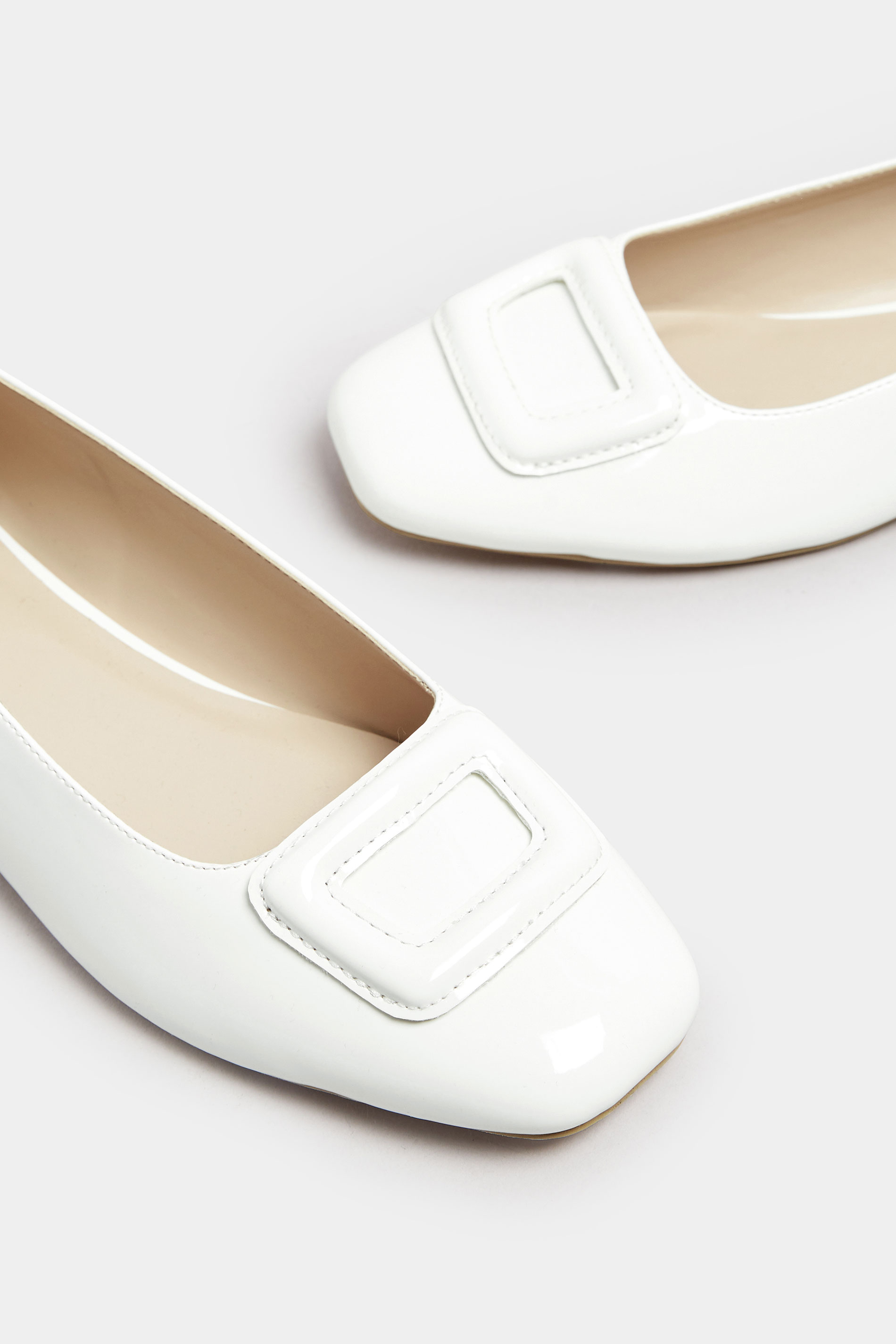 LTS White Patent Square Toe Flats In Standard Fit | Long Tall Sally 6