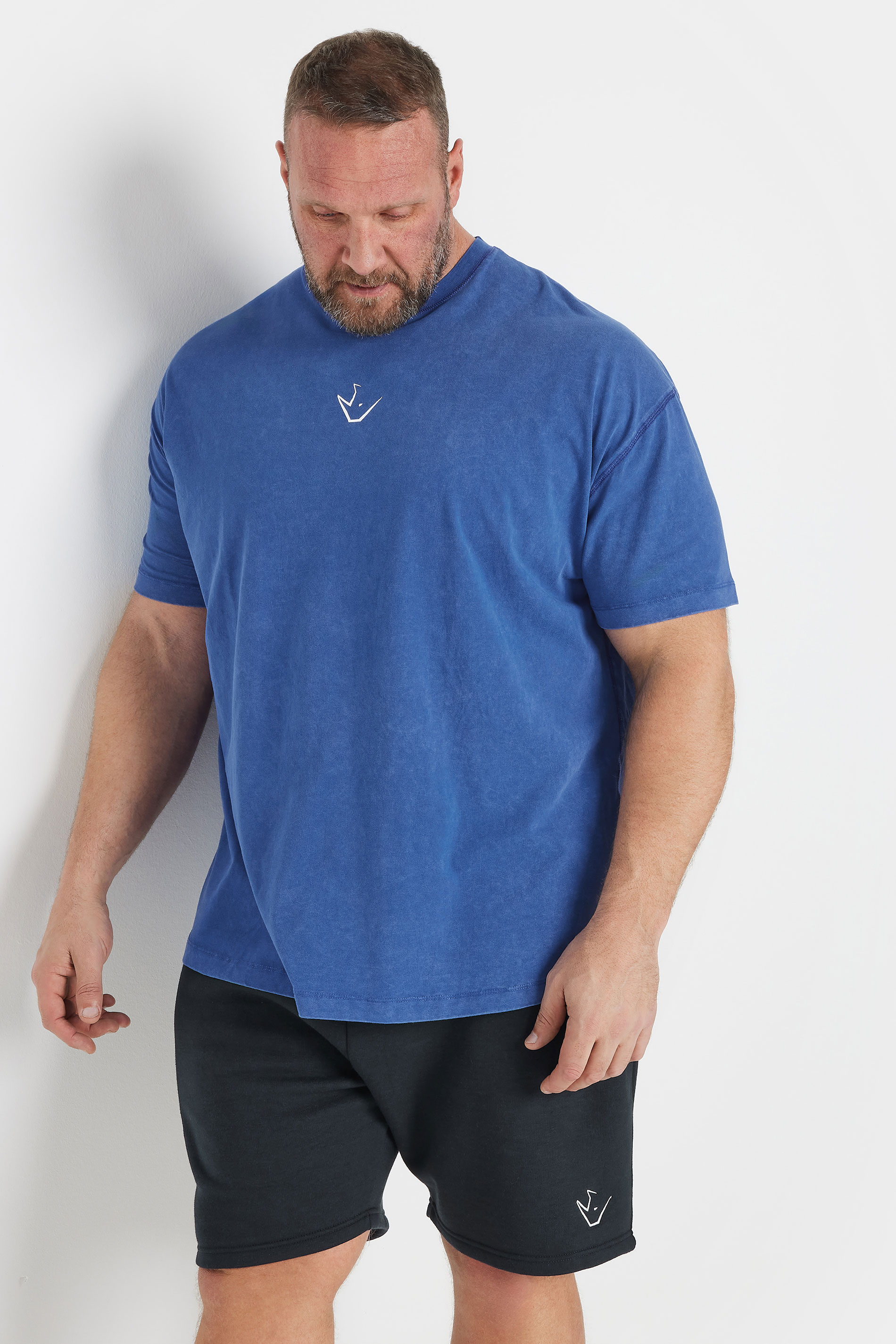 IronRhino Big & Tall Blue Acid Wash 'Barbell Club' T-Shirt | BadRhino 2