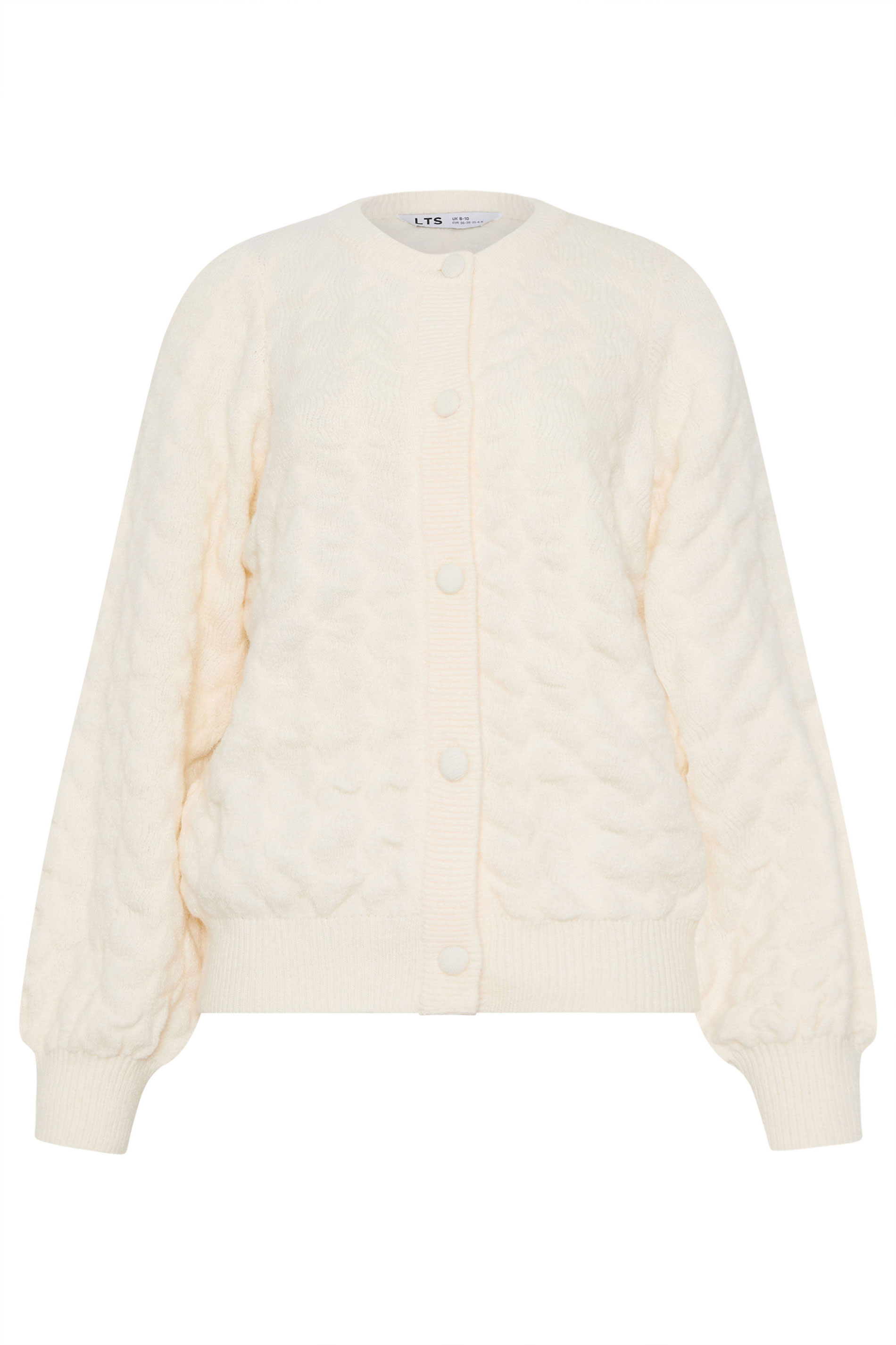 LTS Tall Ivory White Knitted Textured Button Cardigan | Long Tall Sally 6