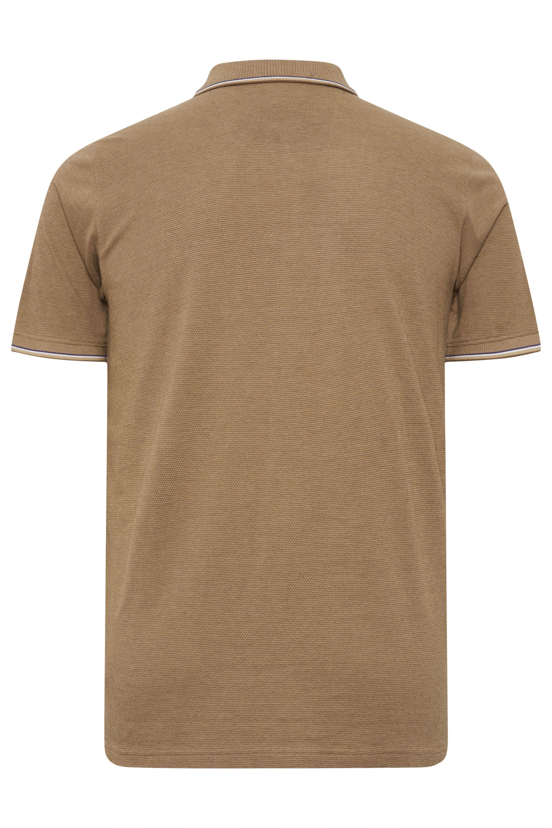 BadRhino Big & Tall Tan Brown Textured Tipped Polo Shirt | BadRhino 5