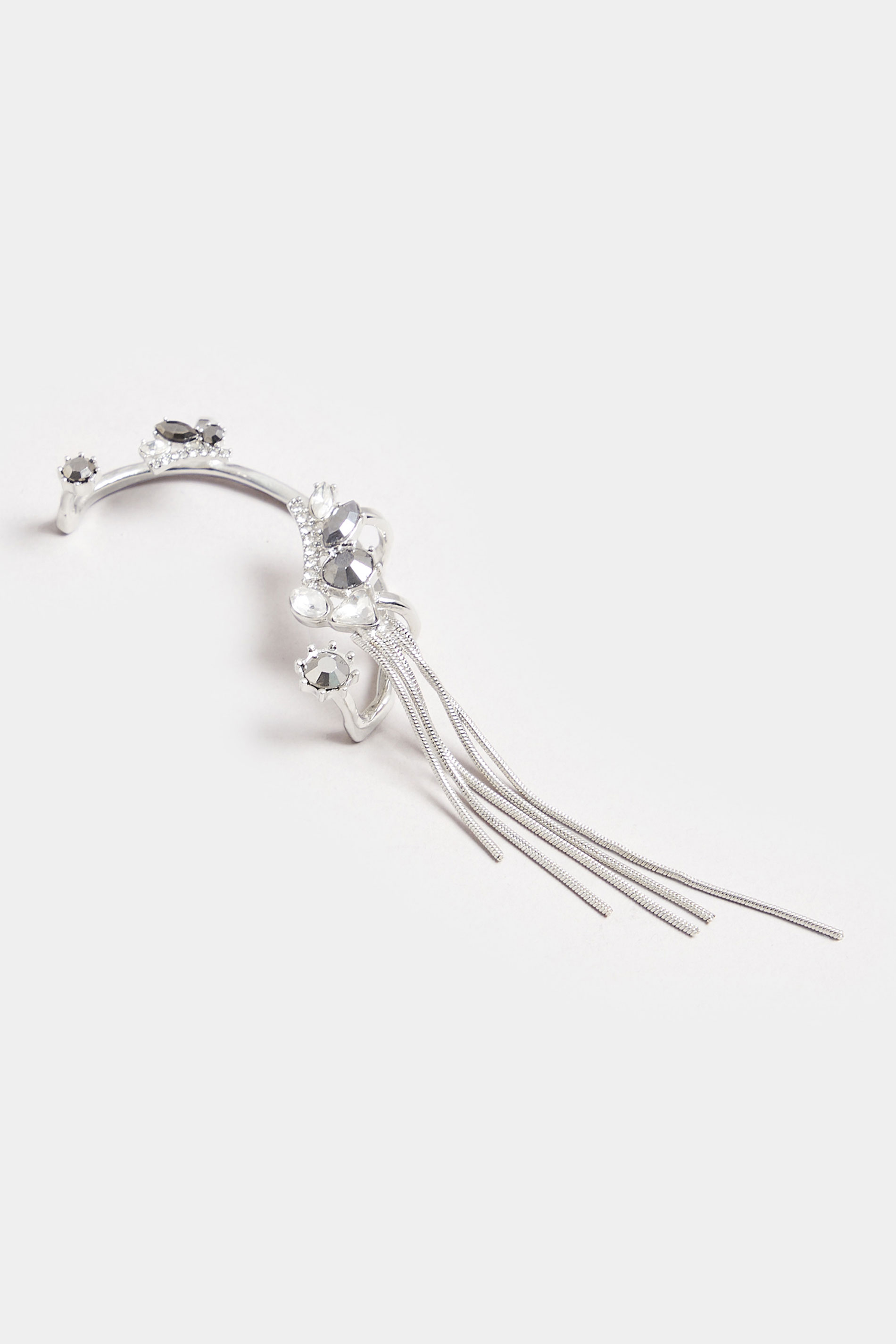 Silver Tone Diamante Tassel Cuff Earring | Yours Clothing 2