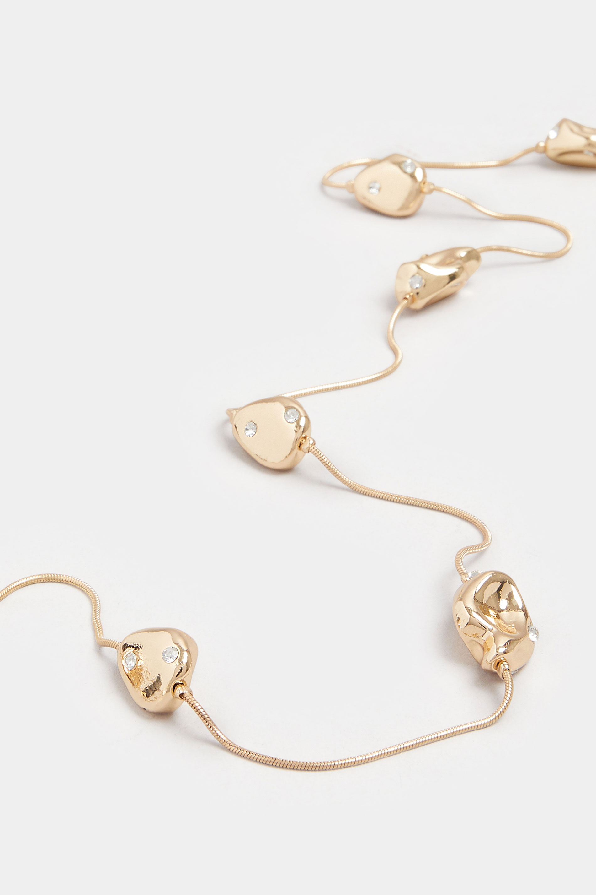 Gold Tone Long Diamante Nugget Necklace | Yours Clothing 3