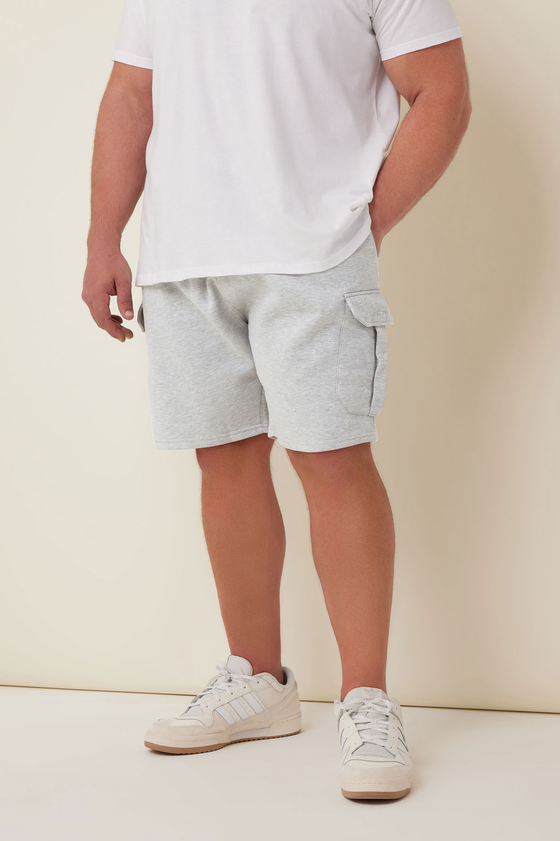BadRhino Grey Marl Essential Cargo Jogger Shorts | BadRhino 1