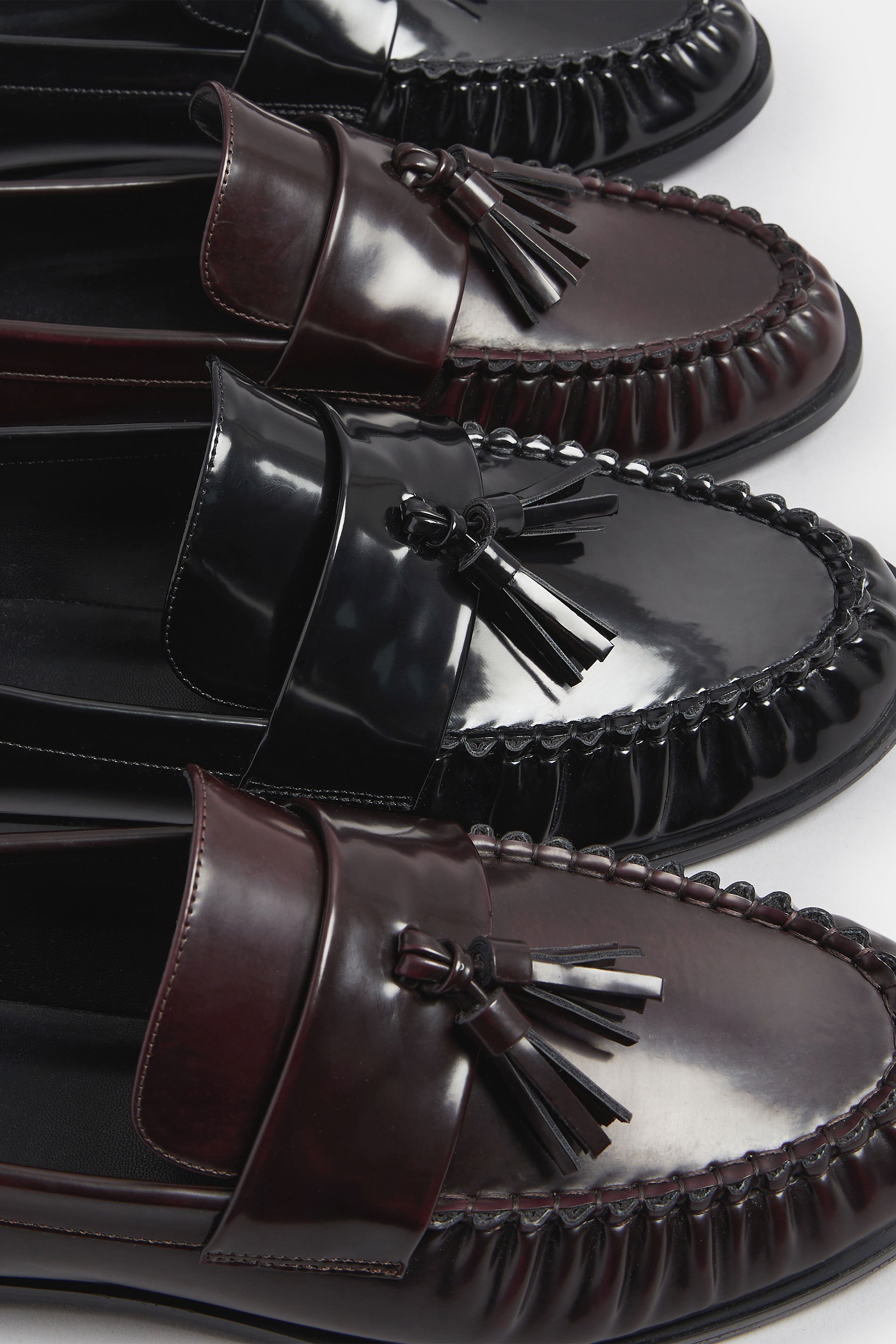 LTS Dark Red Patent Tassel Flat Loafers | Long Tall Sally 6