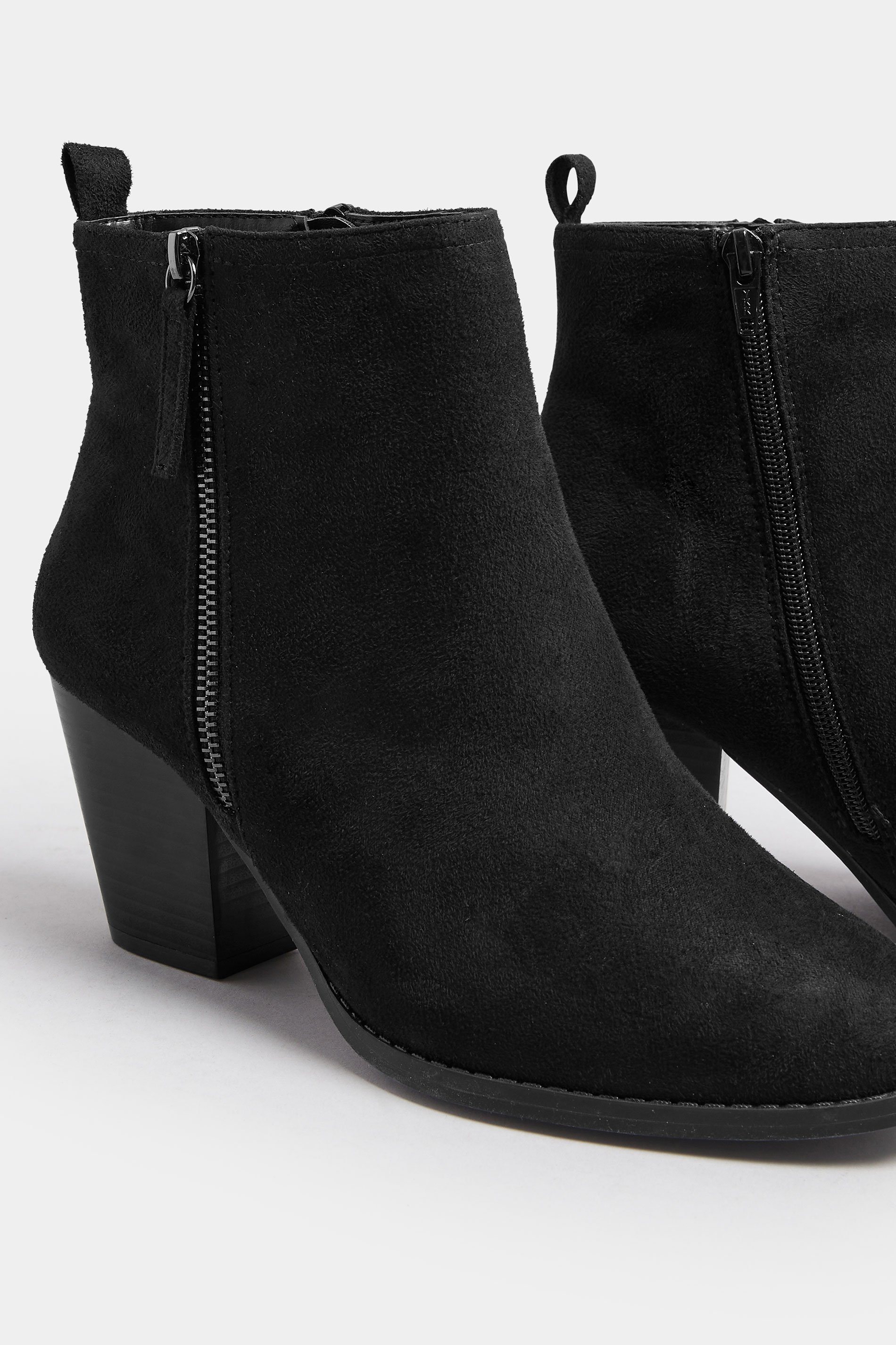Black Faux Suede Block Heel Ankle Boots In Wide E Fit & Extra Wide EEE Fit | Yours Clothing 6