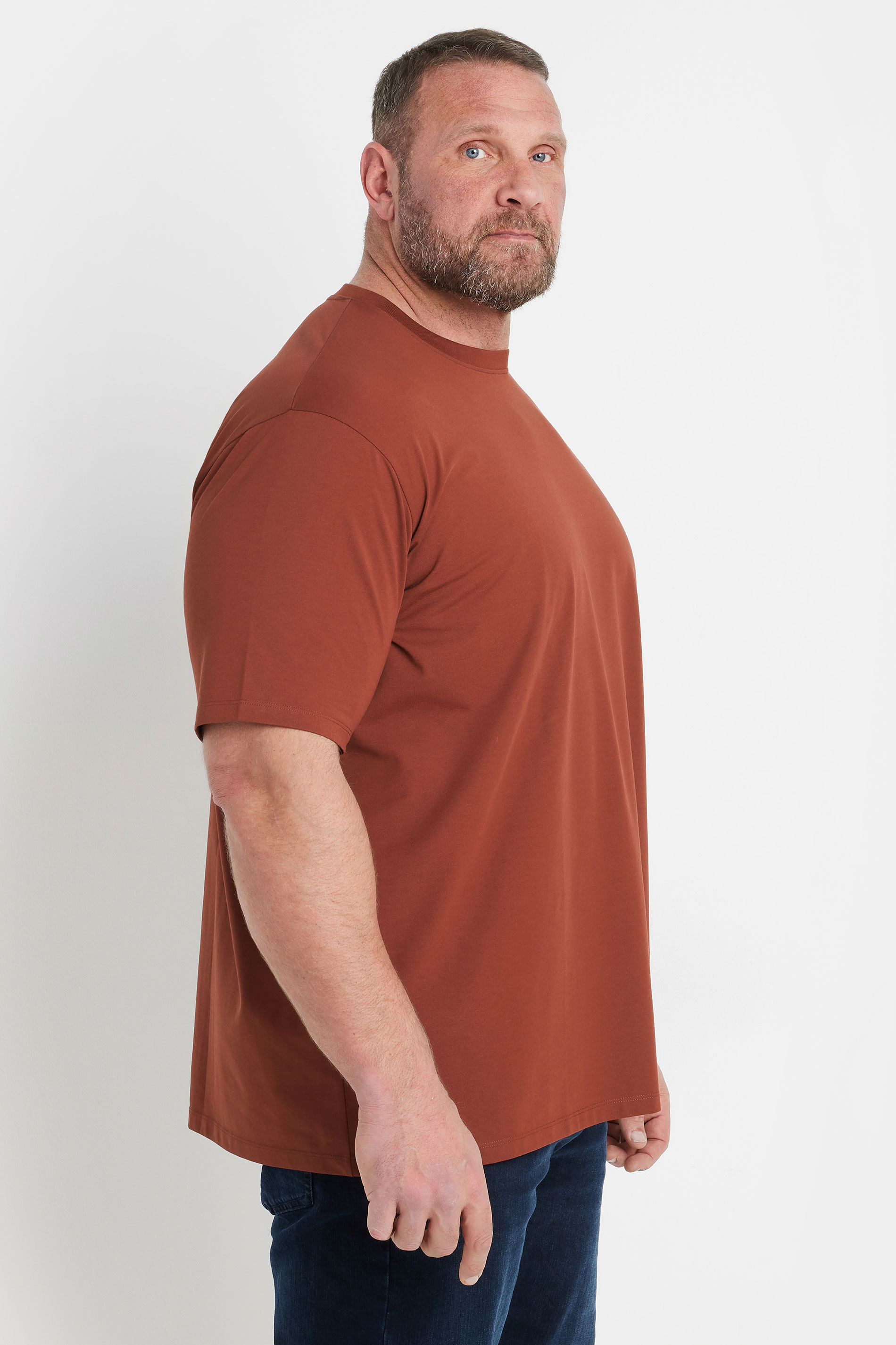 BadRhino Big & Tall Rust Orange Soft Touch Relaxed Fit T-Shirt 3