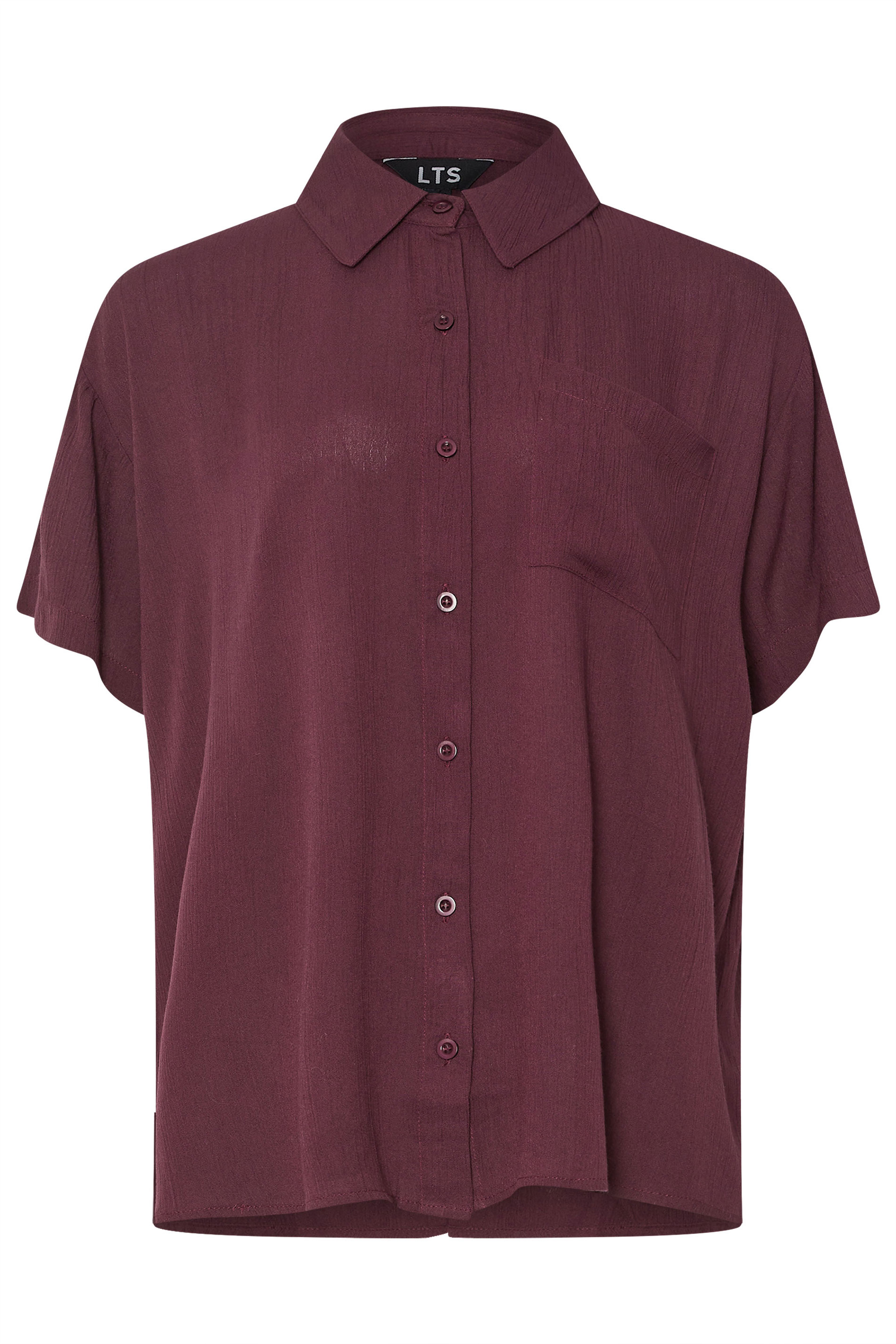 LTS Tall Dark Purple Cotton Crinkle Shirt | Long Tall Sally 6