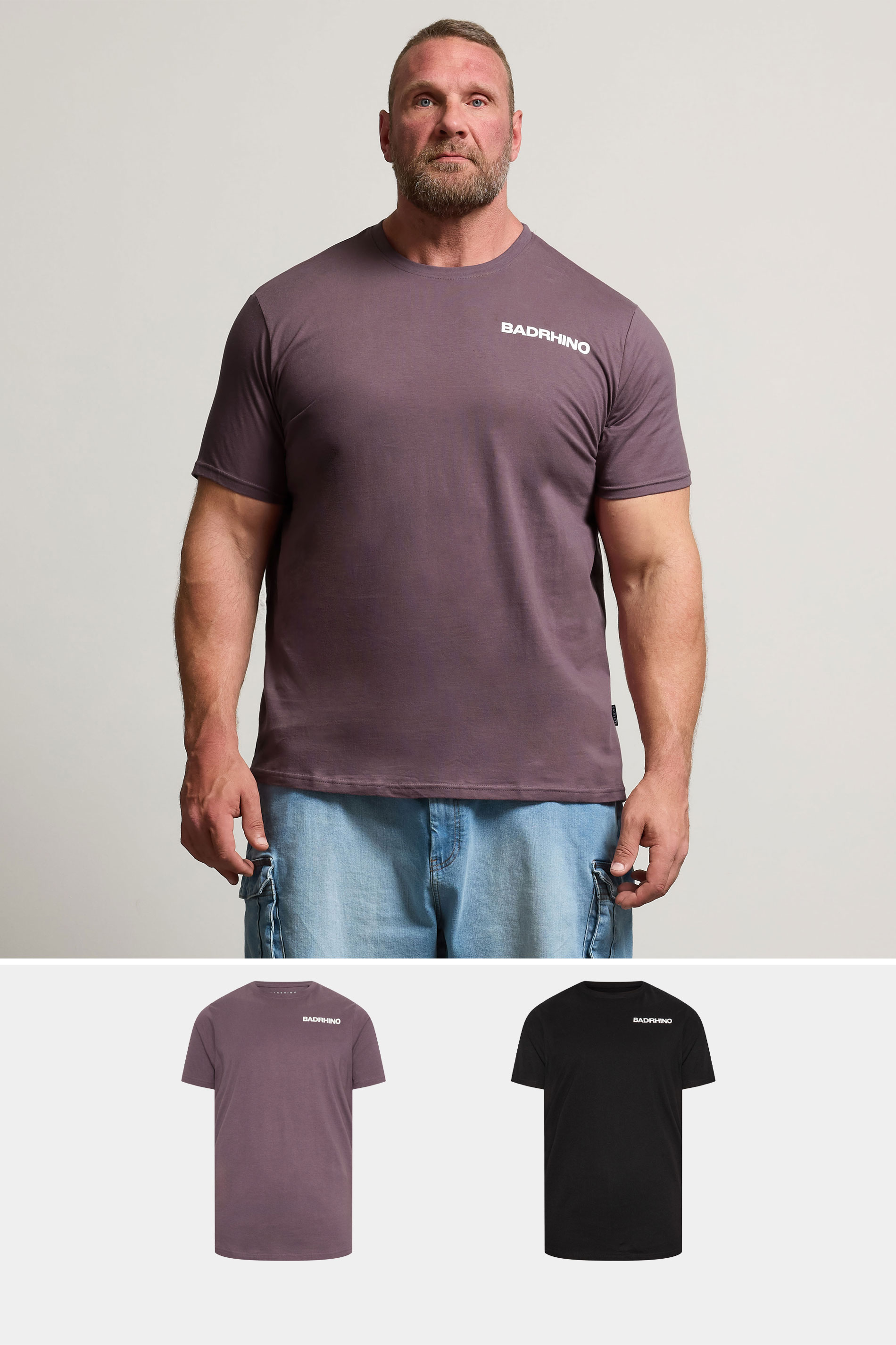 BadRhino Big & Tall 2 PACK Black & Purple 'BadRhino' T-Shirts | BadRhino 1