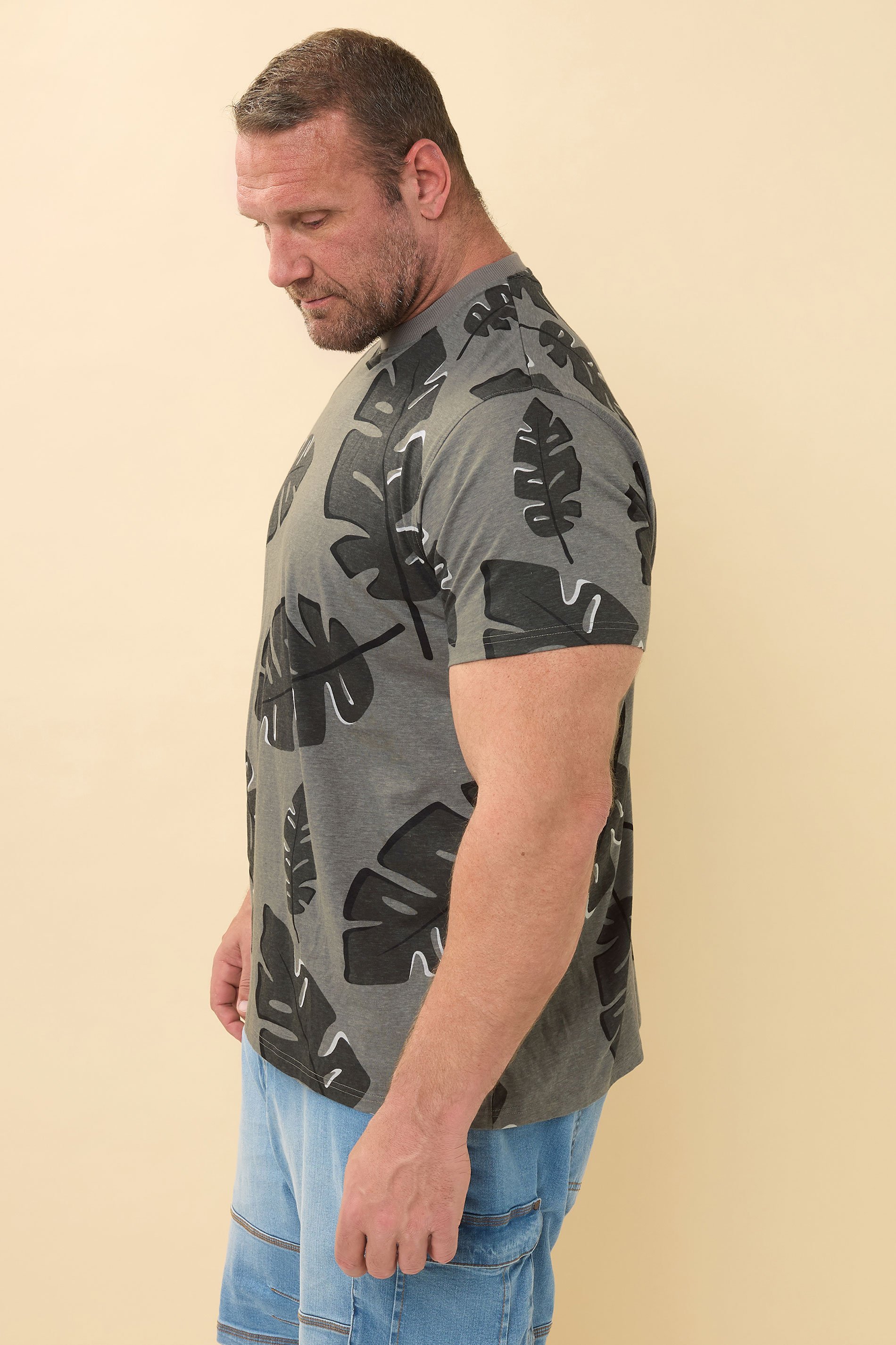 BadRhino Big & Tall Grey Palm Print Short Sleeve T-Shirt | BadRhino 5