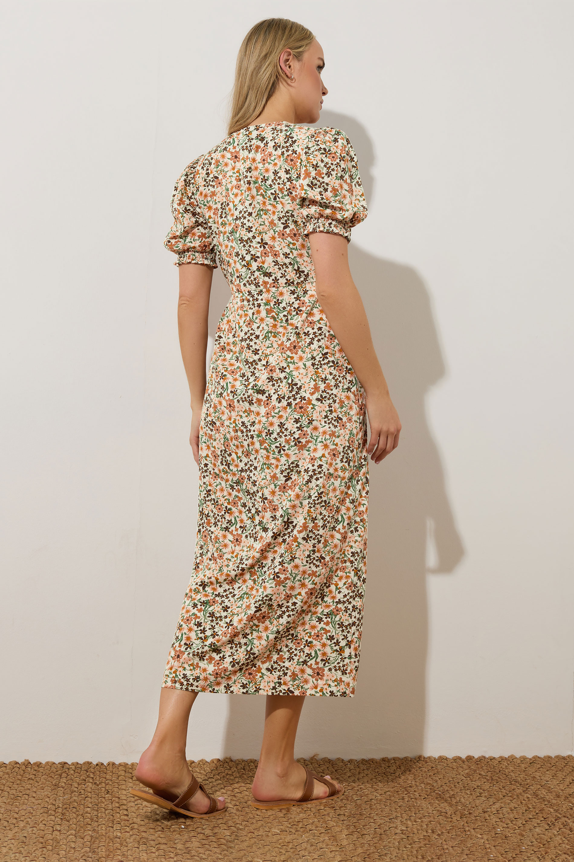 LTS Tall Rust Orange Ditsy Floral Tea Maxi Dress | Long Tall Sally 3