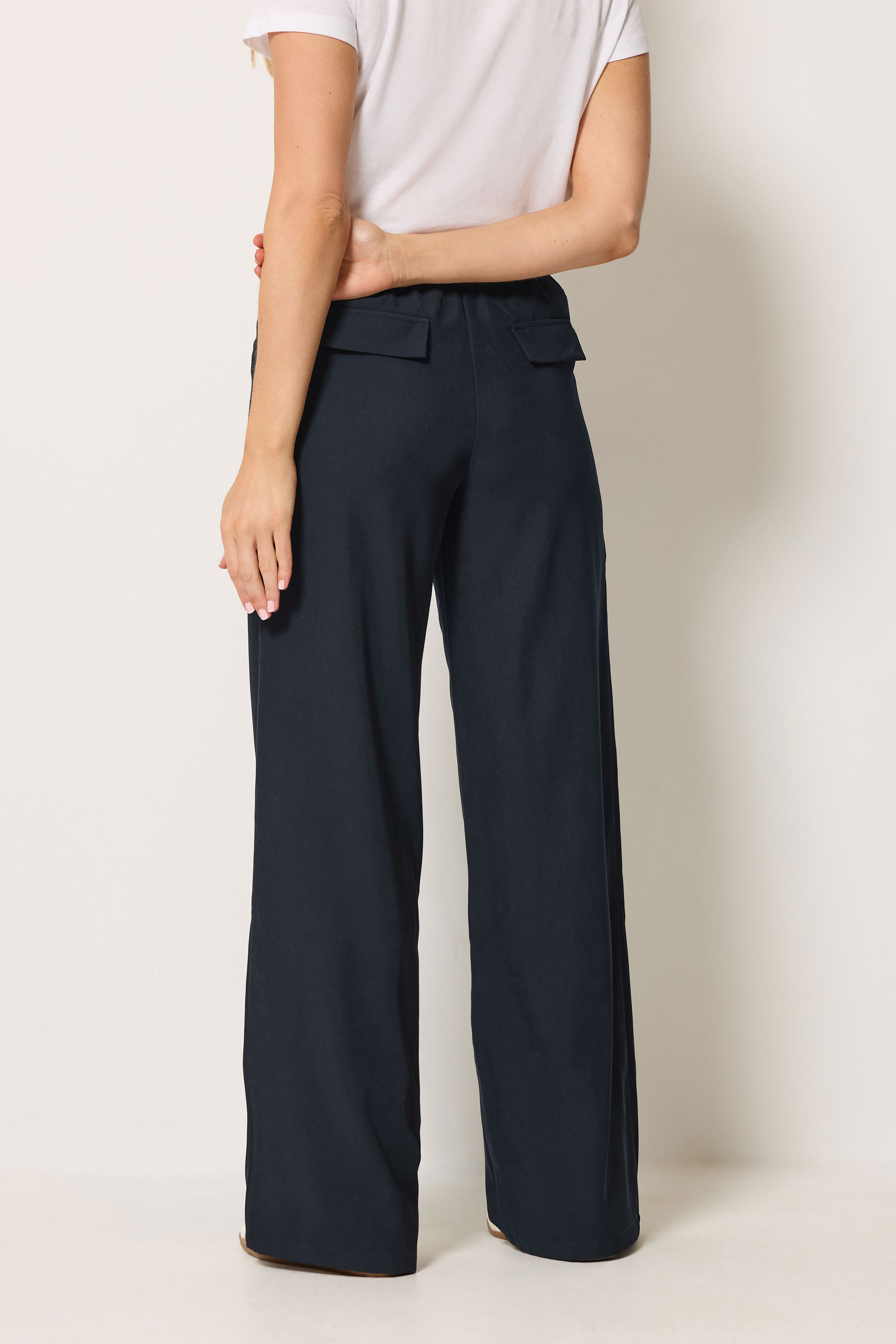 LTS Tall Women's Navy Blue Pleated Wide Leg Trousers | Long Tall Sally 2