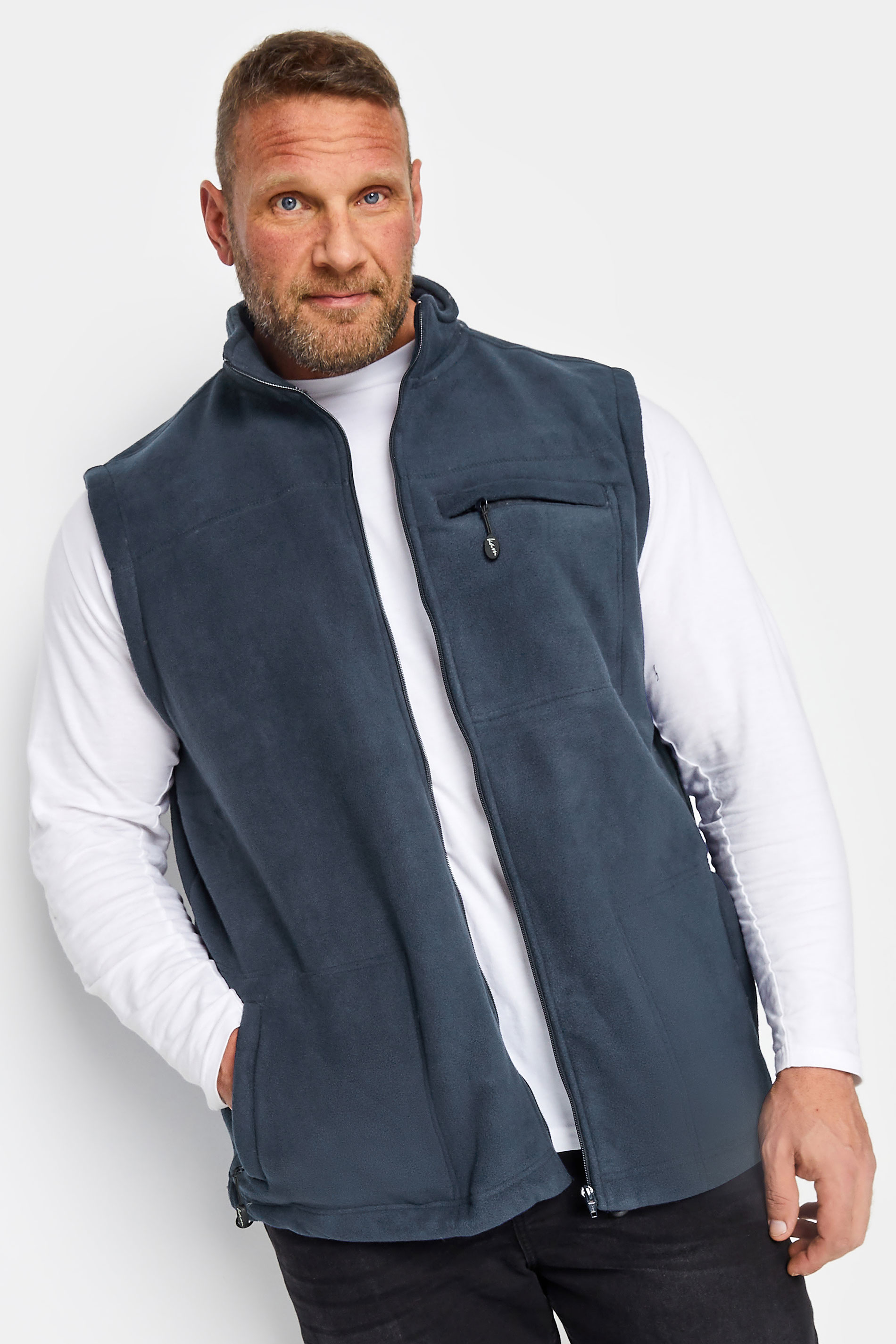 KAM Big & Tall Navy Blue Fleece Gilet | BadRhino 1