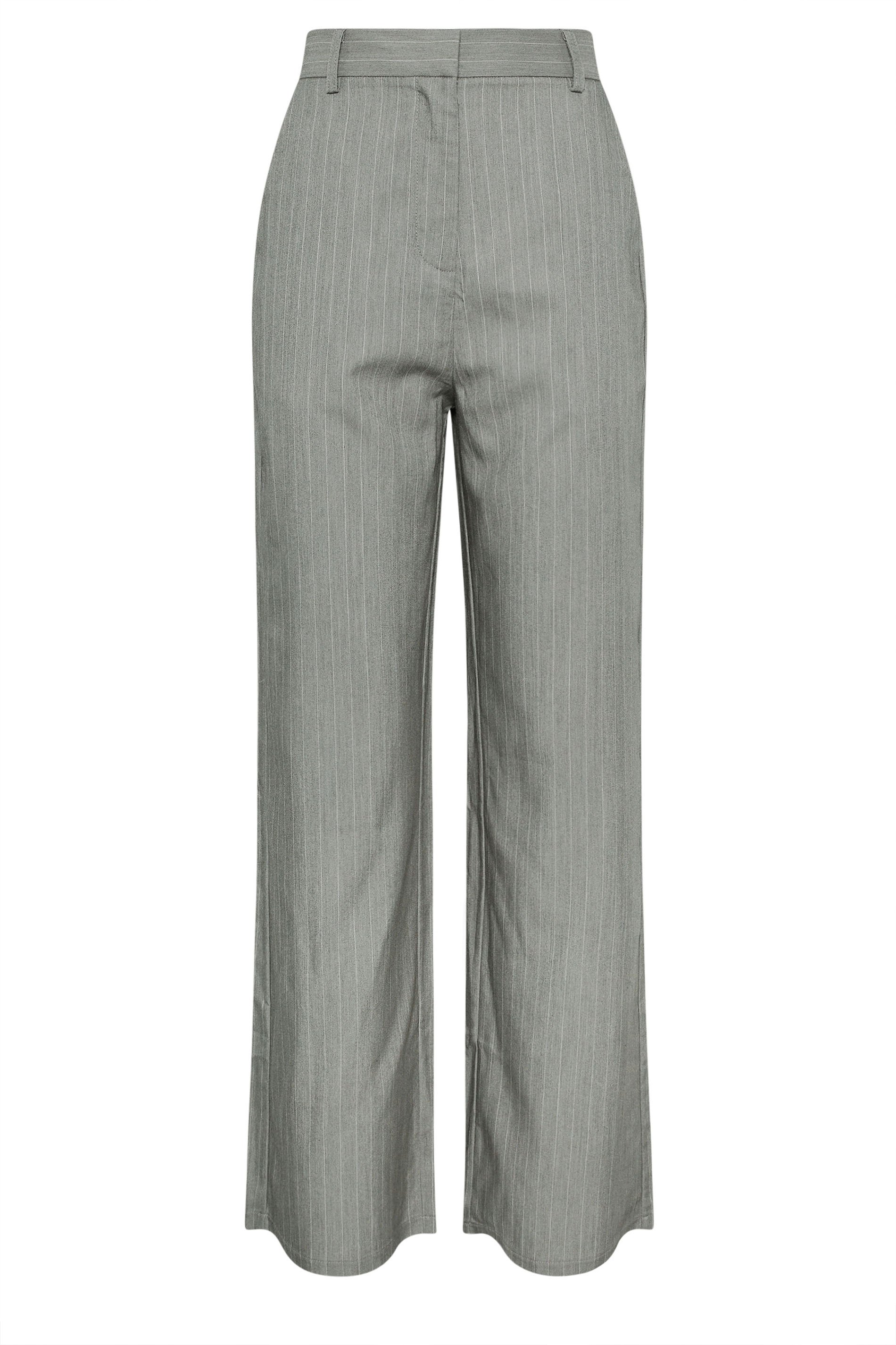 LTS PREMIUM Tall Grey Stripe Wide Leg Trousers | Long Tall Sally 7