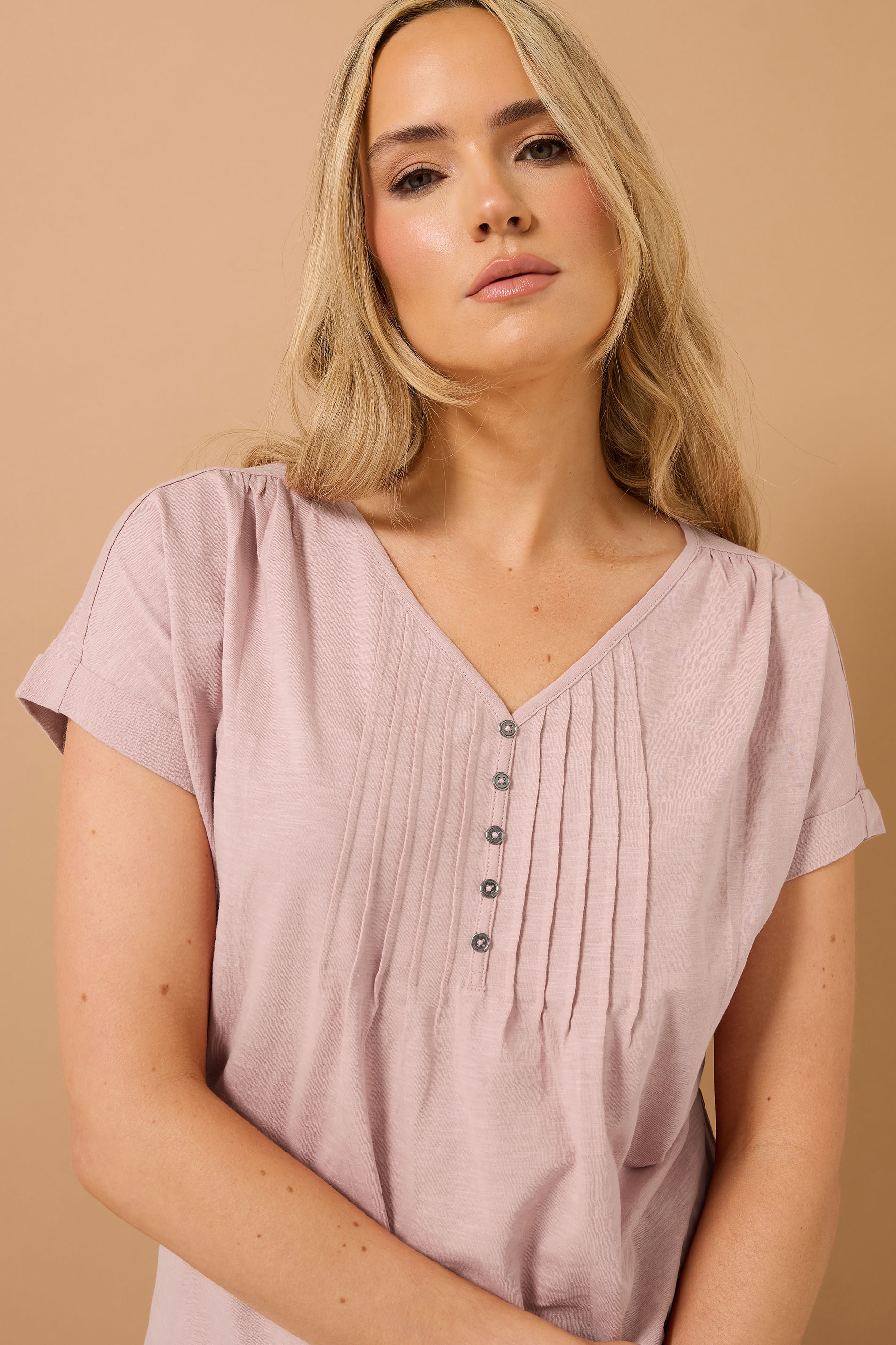 LTS Tall 2 PACK Sage Green & Pink Cotton Henley Tops | Long Tall Sally 6