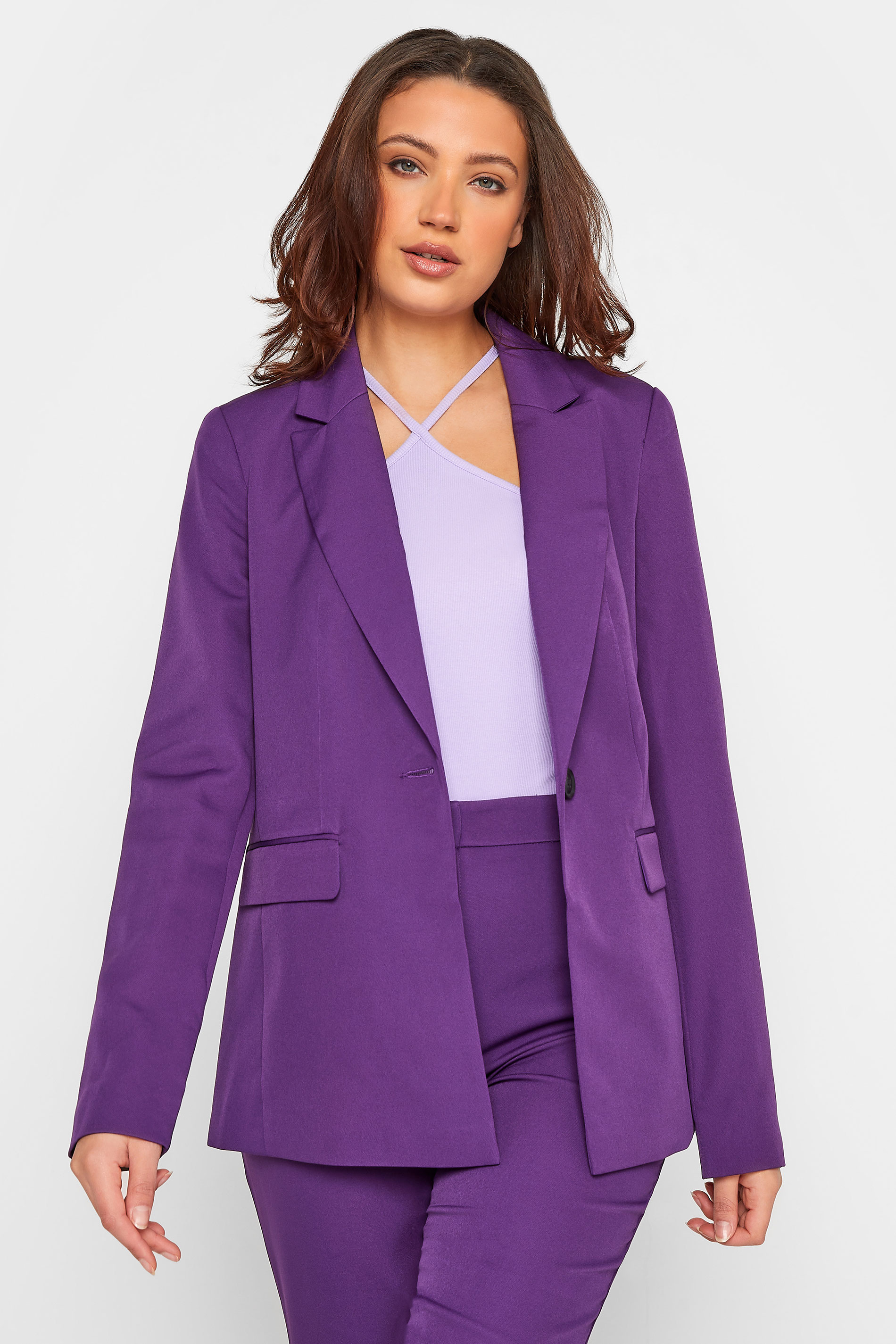 LTS Tall Women's Purple Scuba Crepe Blazer | Long Tall Sally 1