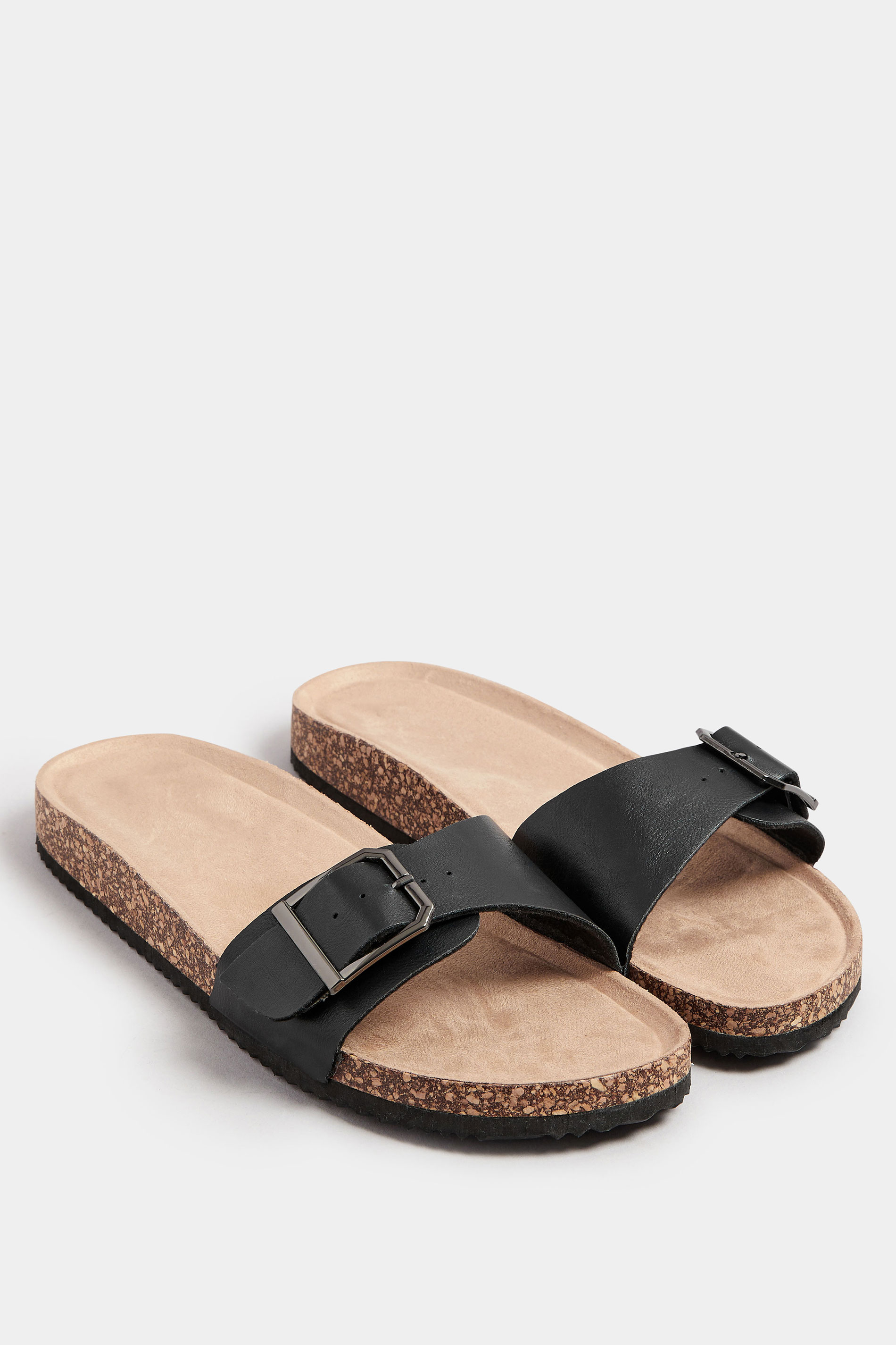 Black Single Buckle Sandals In Extra Wide EEE Fit | Yours Clothing 2