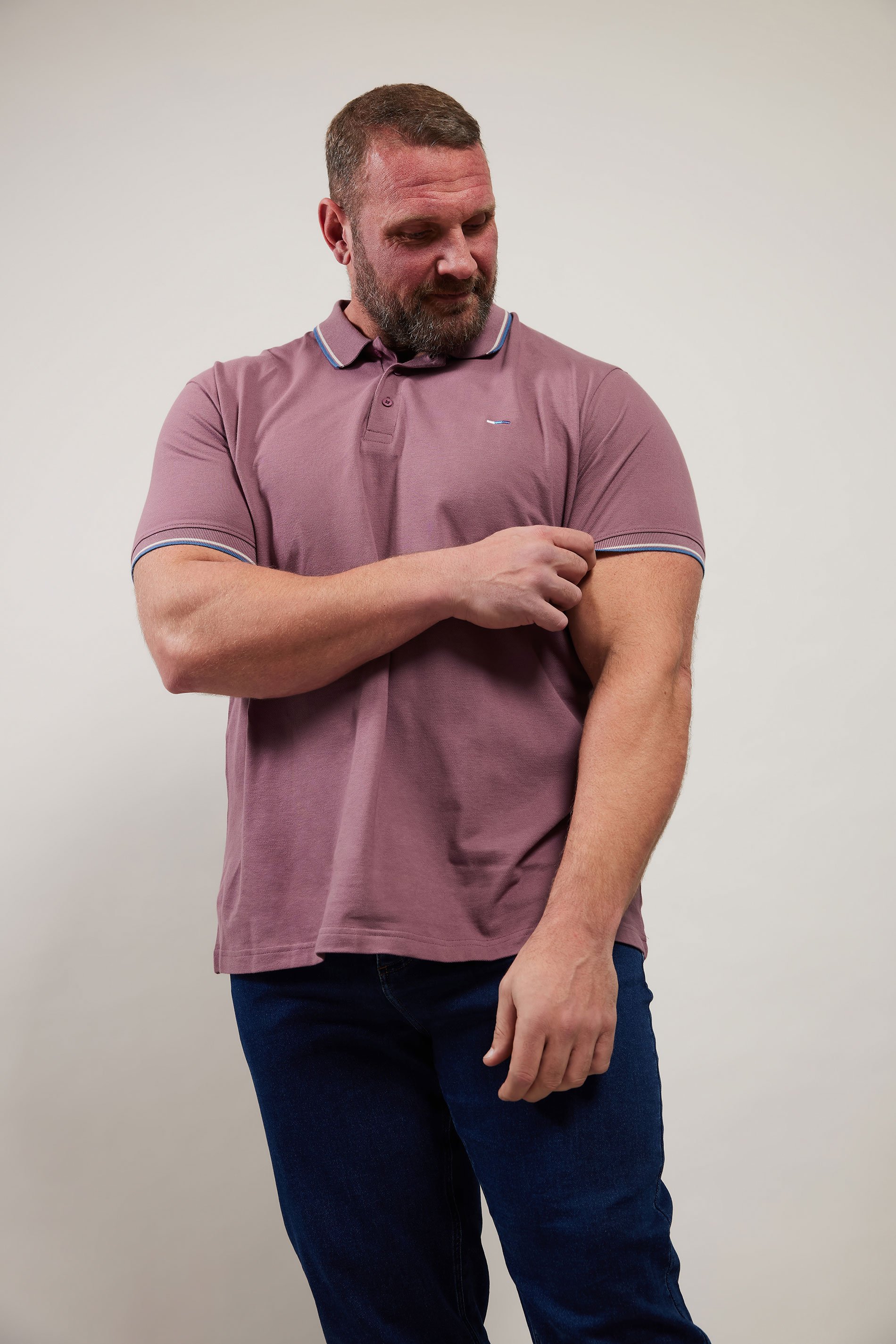 BadRhino Big & Tall Purple Tipped Polo Shirt | BadRhino 1