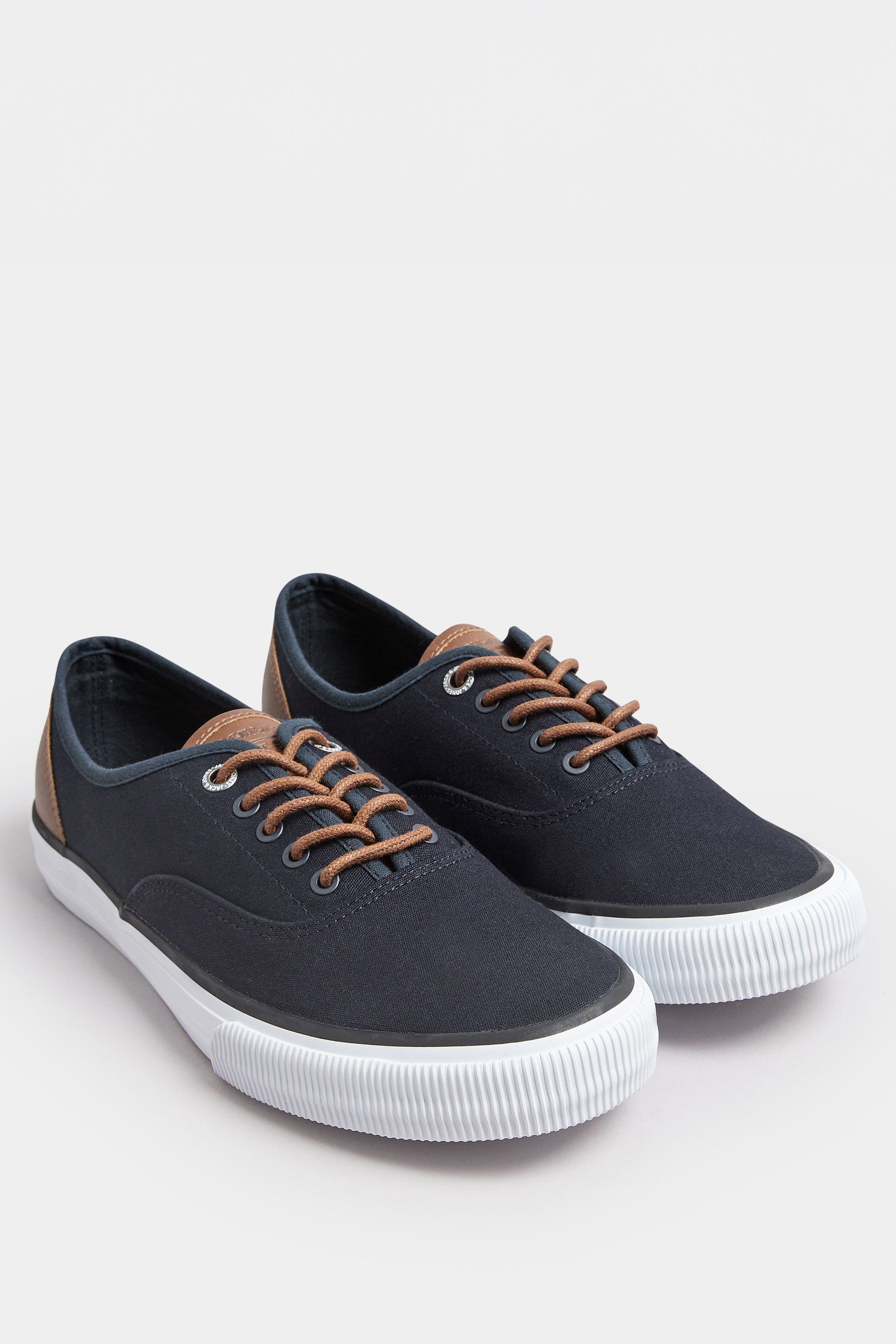JACK & JONES Navy Blue Curtis Canvas Trainers | BadRhino 1