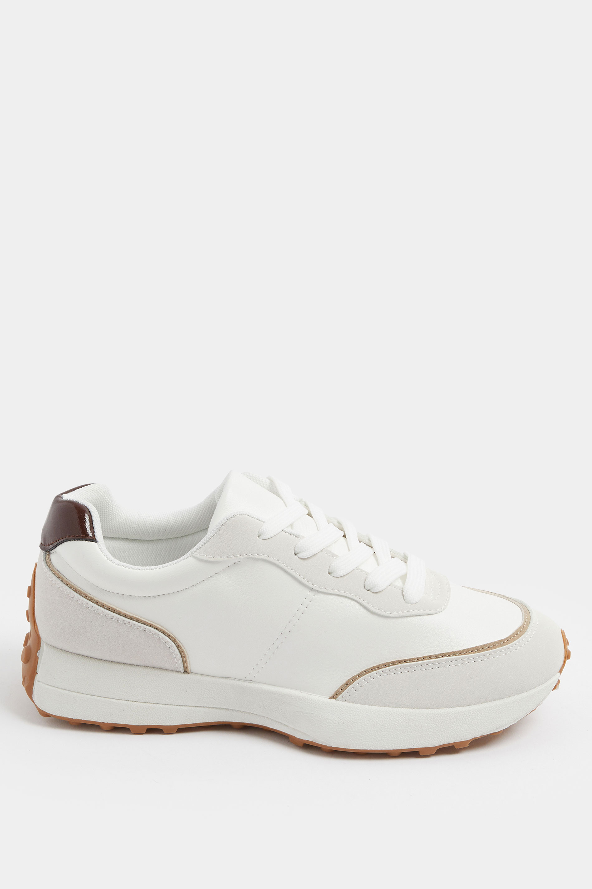White Faux Leather Runner Trainers In Extra Wide EEE Fit | Yours Clothing 2