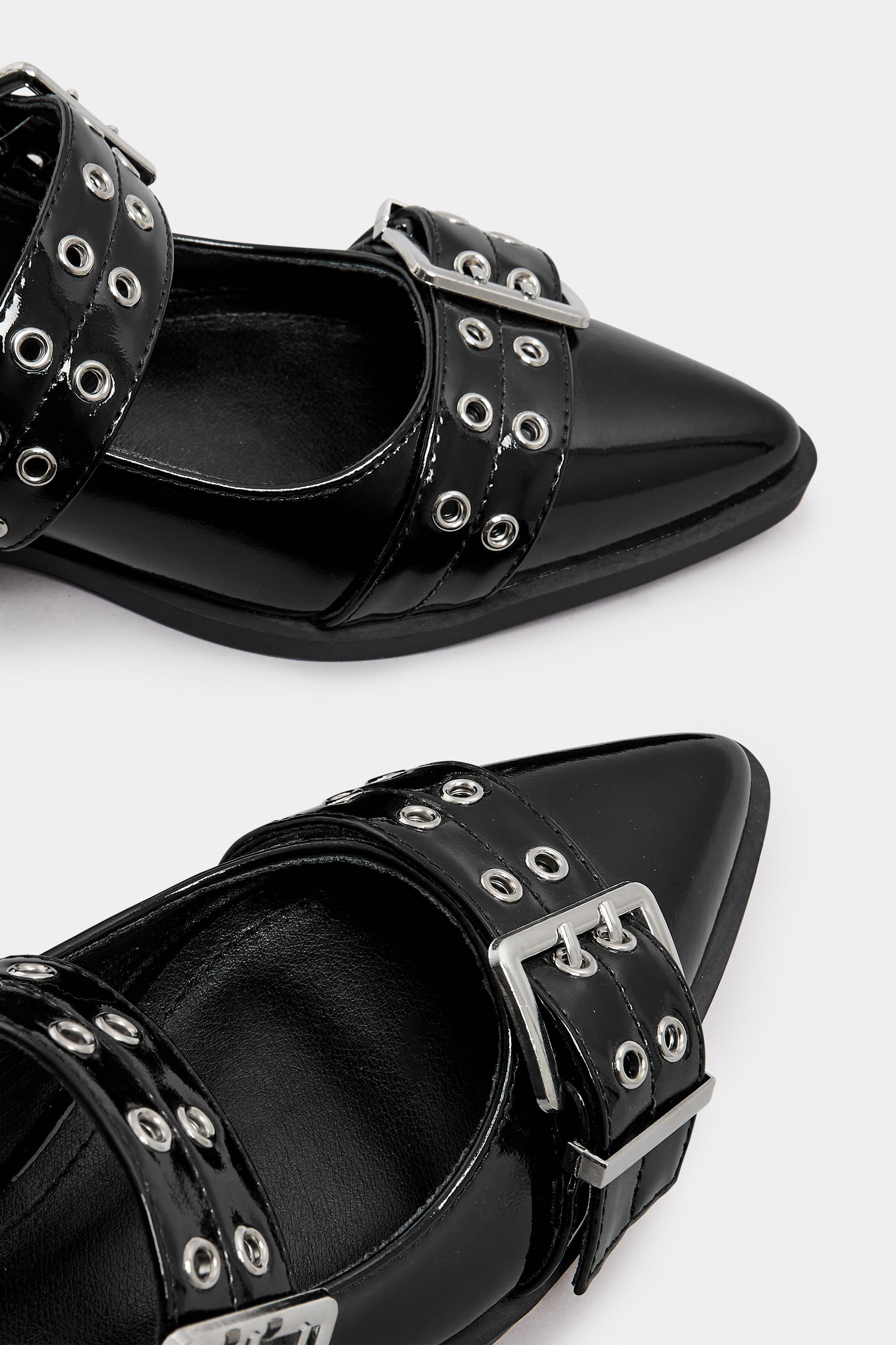 Black Buckle Detail Pointed Slingback Flats In Wide E Fit | Yours Clothing 6