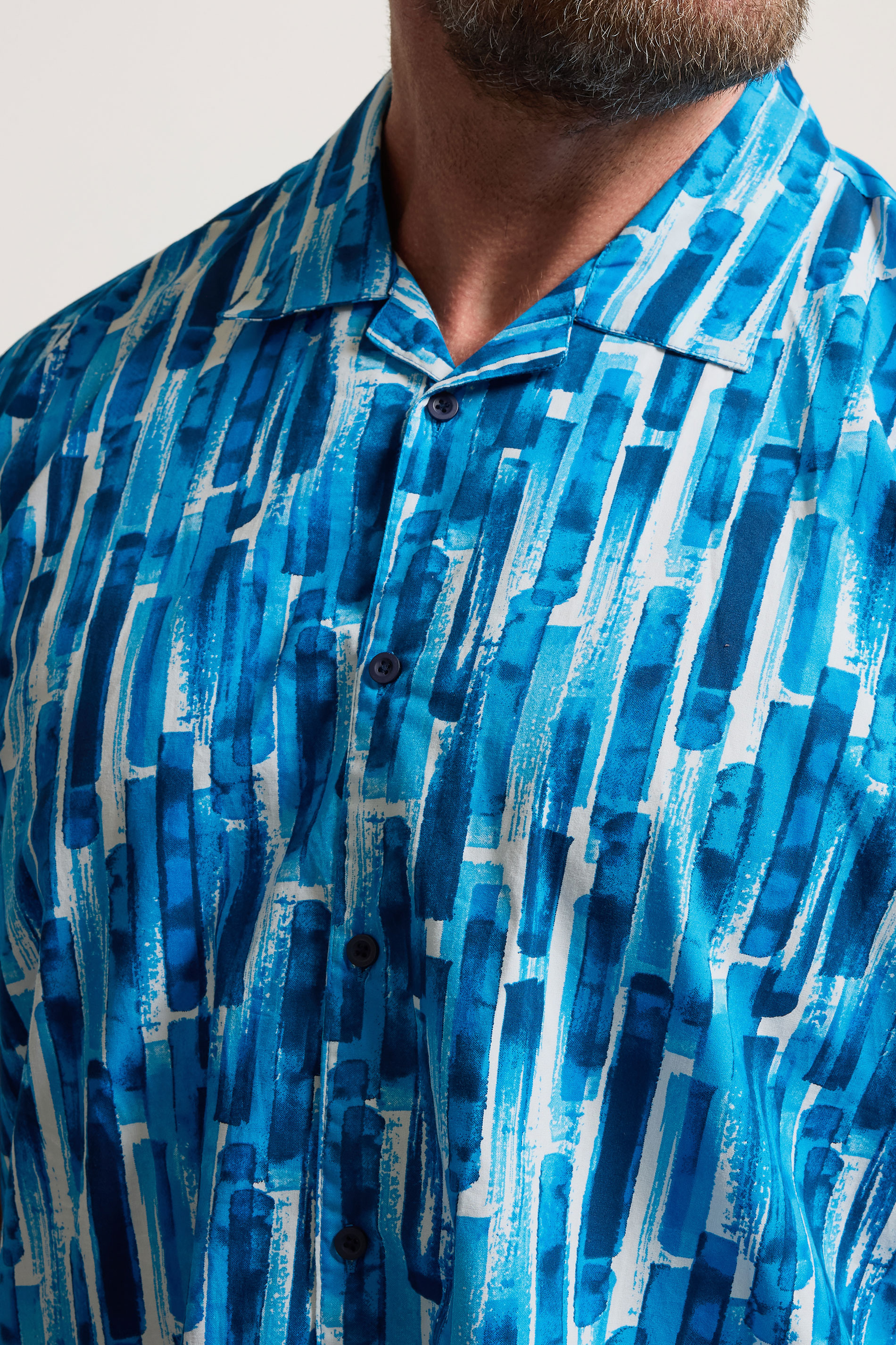 BadRhino Big & Tall Blue Abstract Print Peached Short Sleeve Revere Collar Shirt | BadRhino 5