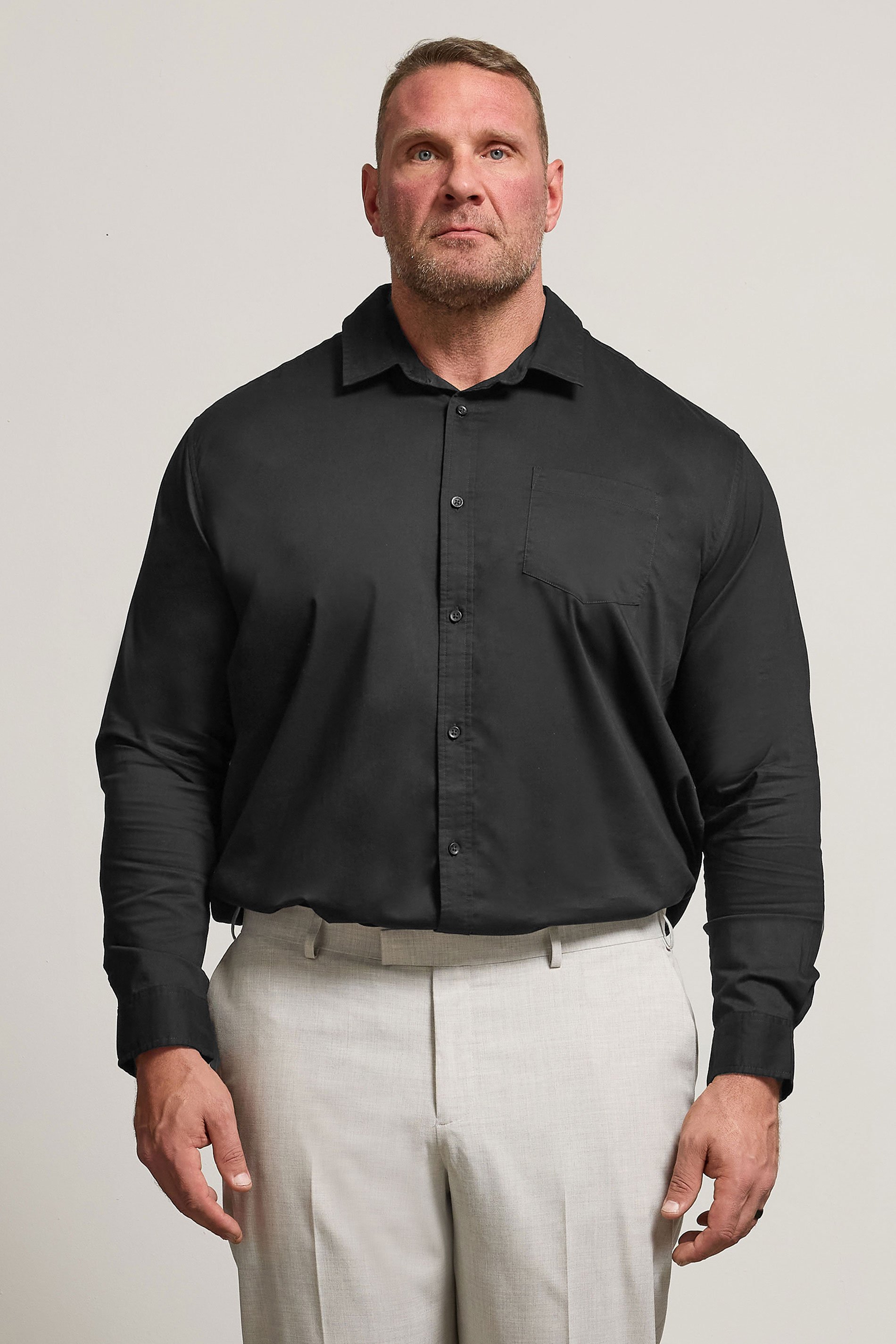 BadRhino Big & Tall Black Stretch Long Sleeve Shirt | BadRhino 3