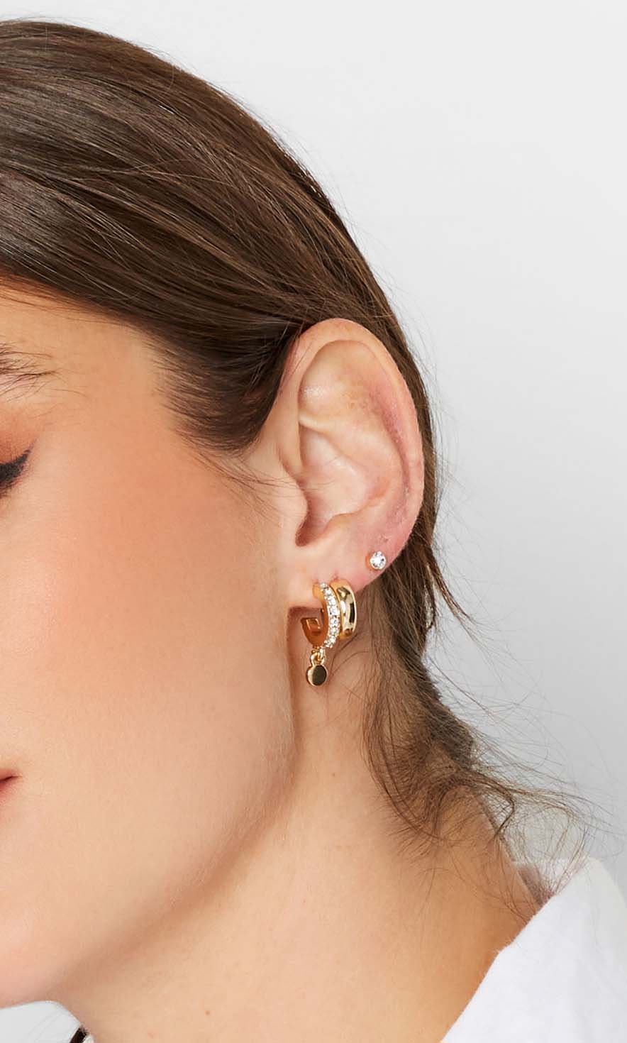 6 PACK Gold Hoop & Stud Earrings | Yours Clothing 2