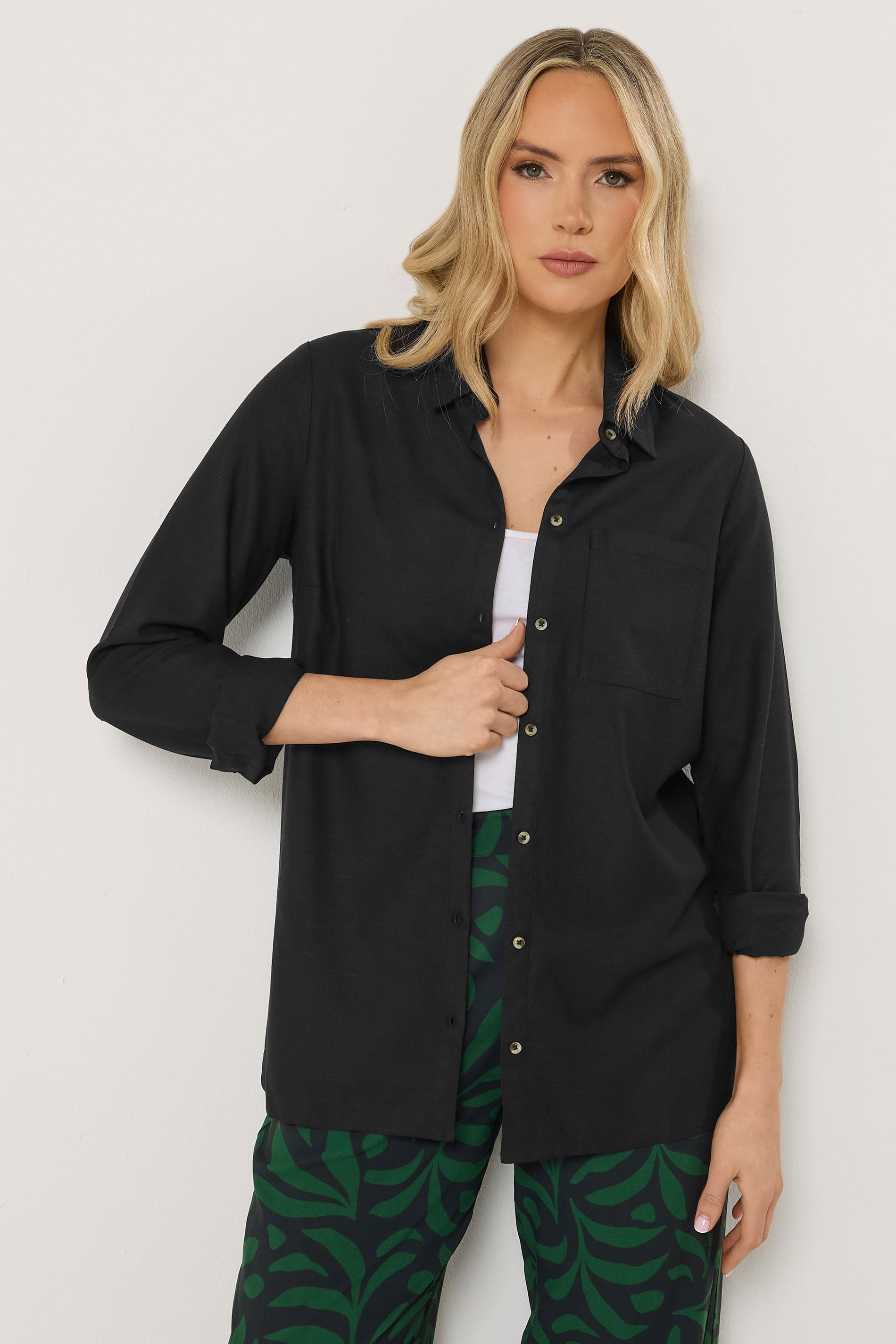 LTS Tall Women's Black Linen Long Sleeve Shirt | Long Tall Sally  3