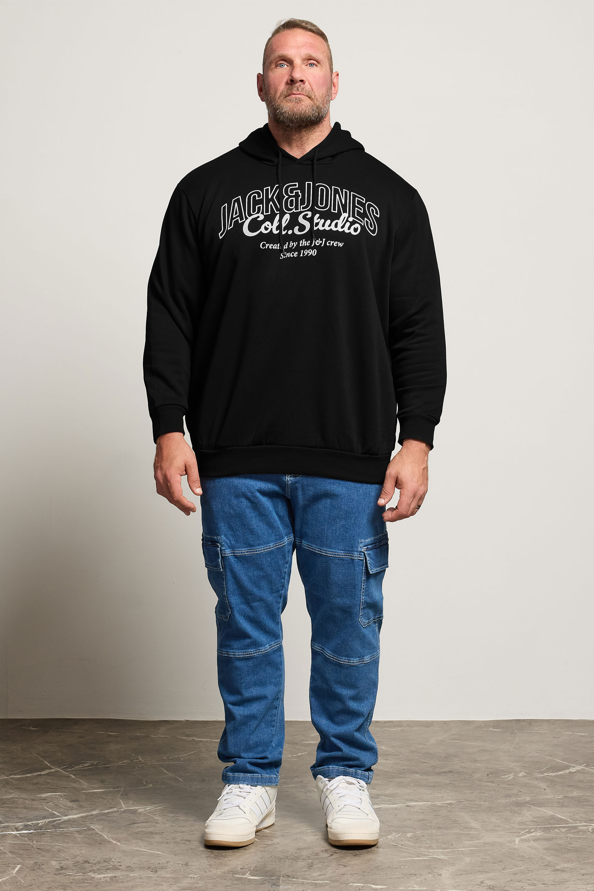 JACK & JONES Big & Tall Black Printed Hoodie | BadRhino 2