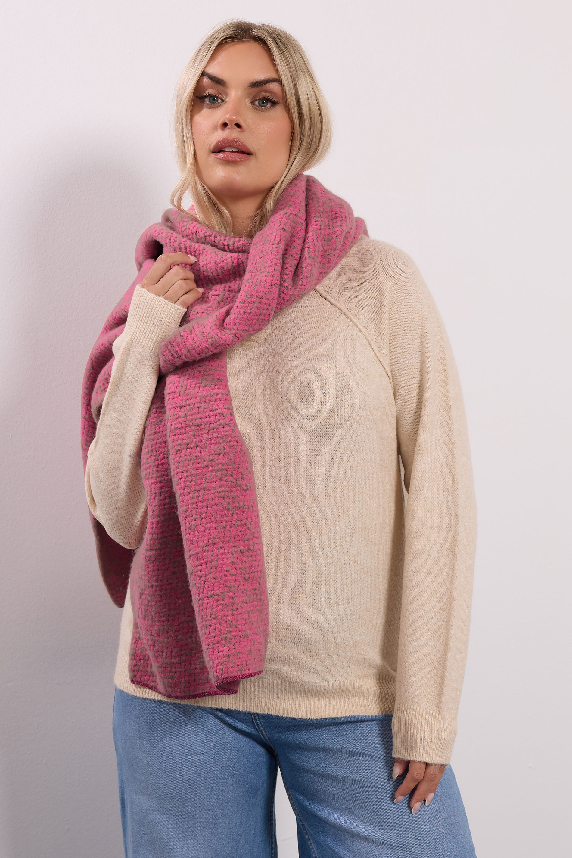 Pink Soft Touch Scarf | Yours Clothing 1