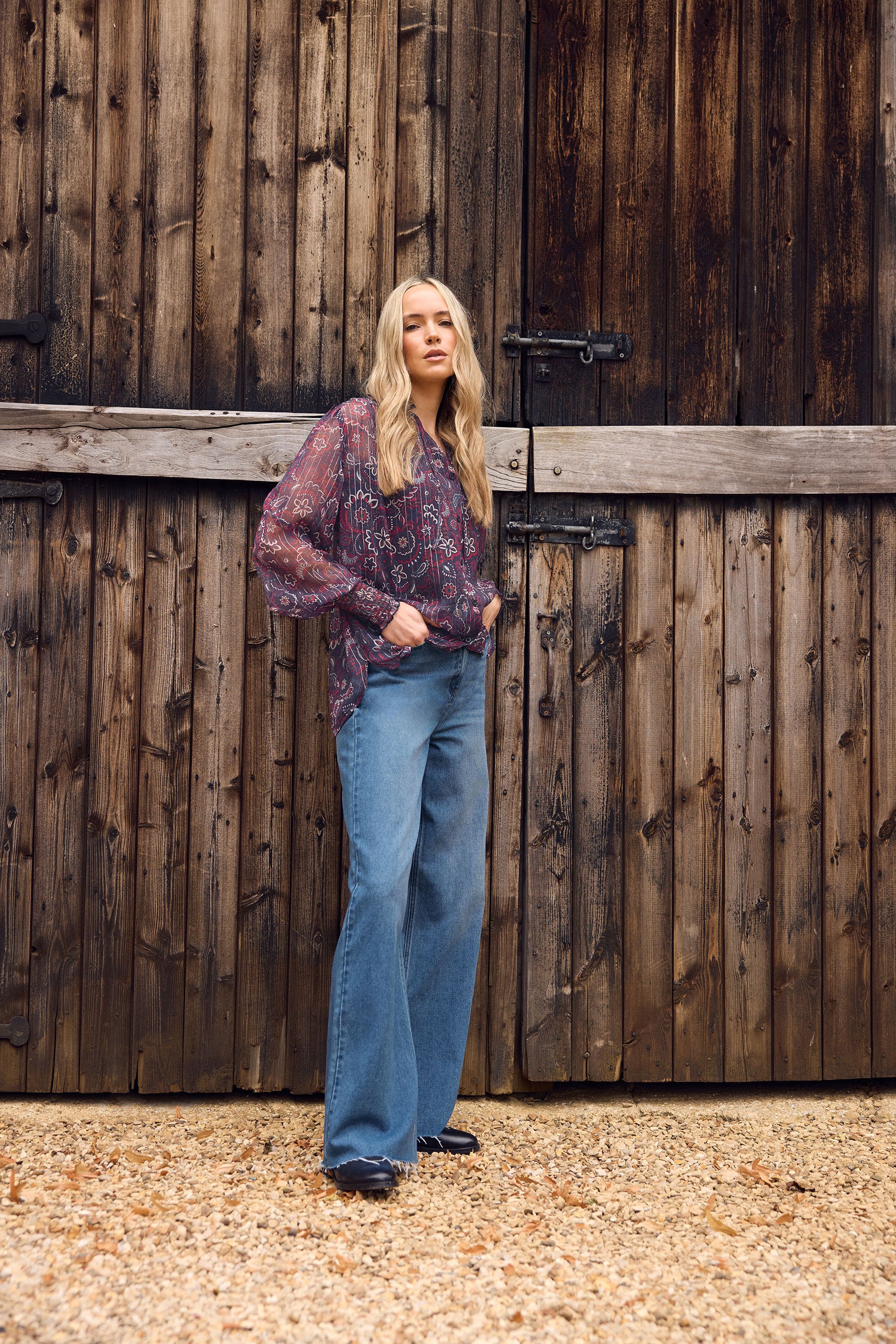 LTS Tall Women's Blue Raw Hem Wide Leg Jeans | Long Tall Sally 2