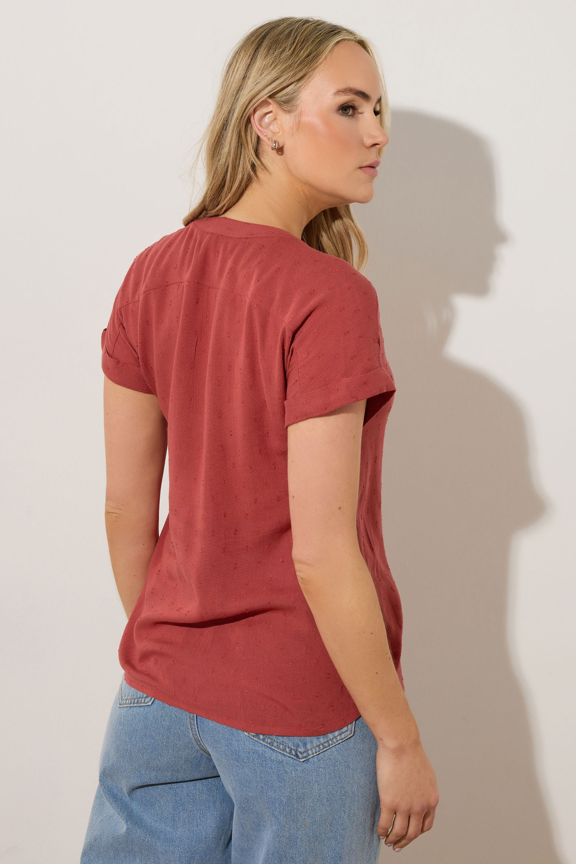 LTS Tall Coral Pink Dobby Spot Blouse | Long Tall Sally 4