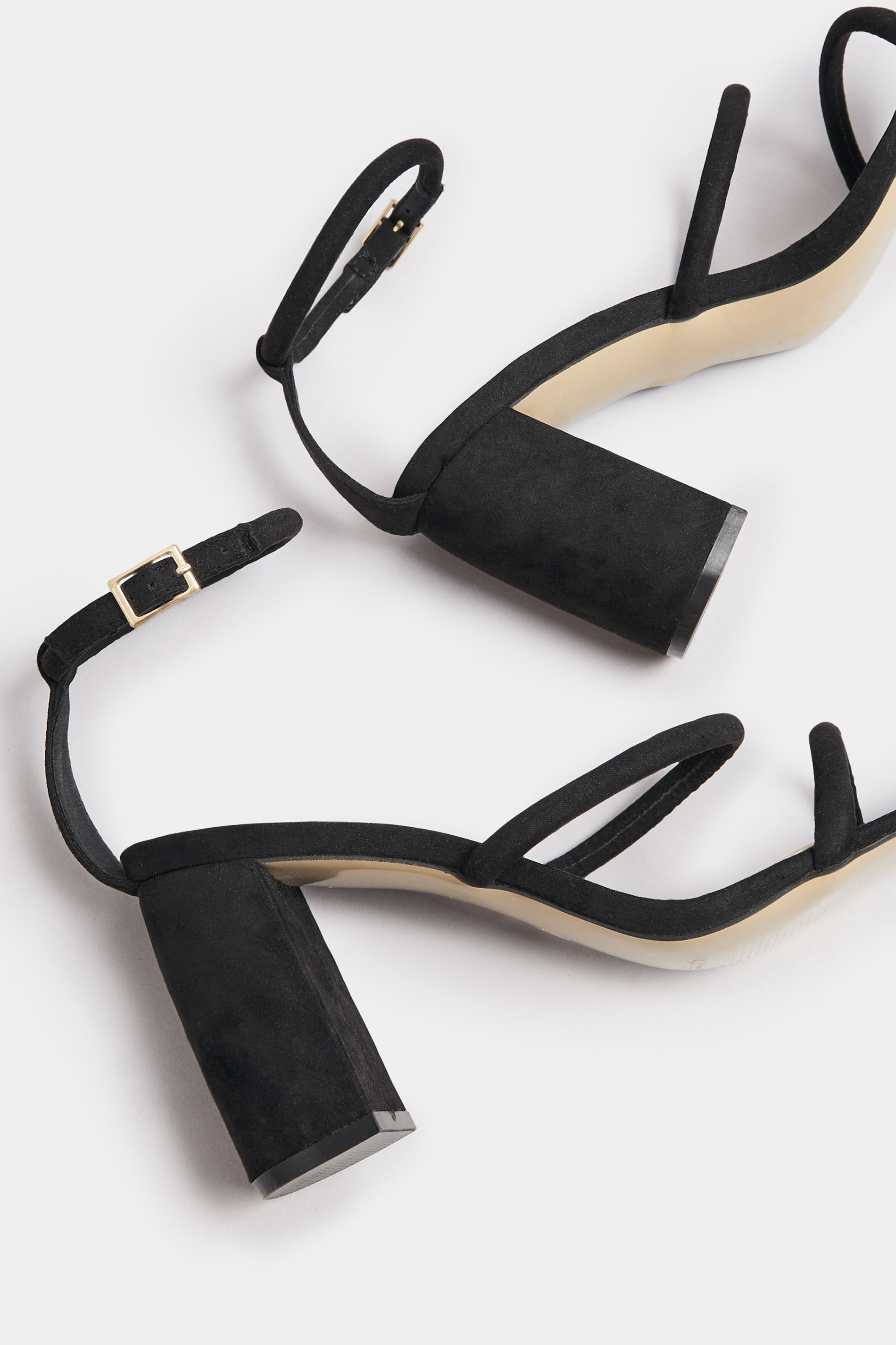 LTS Black Multi Strap Block Heel Sandals In Standard Fit