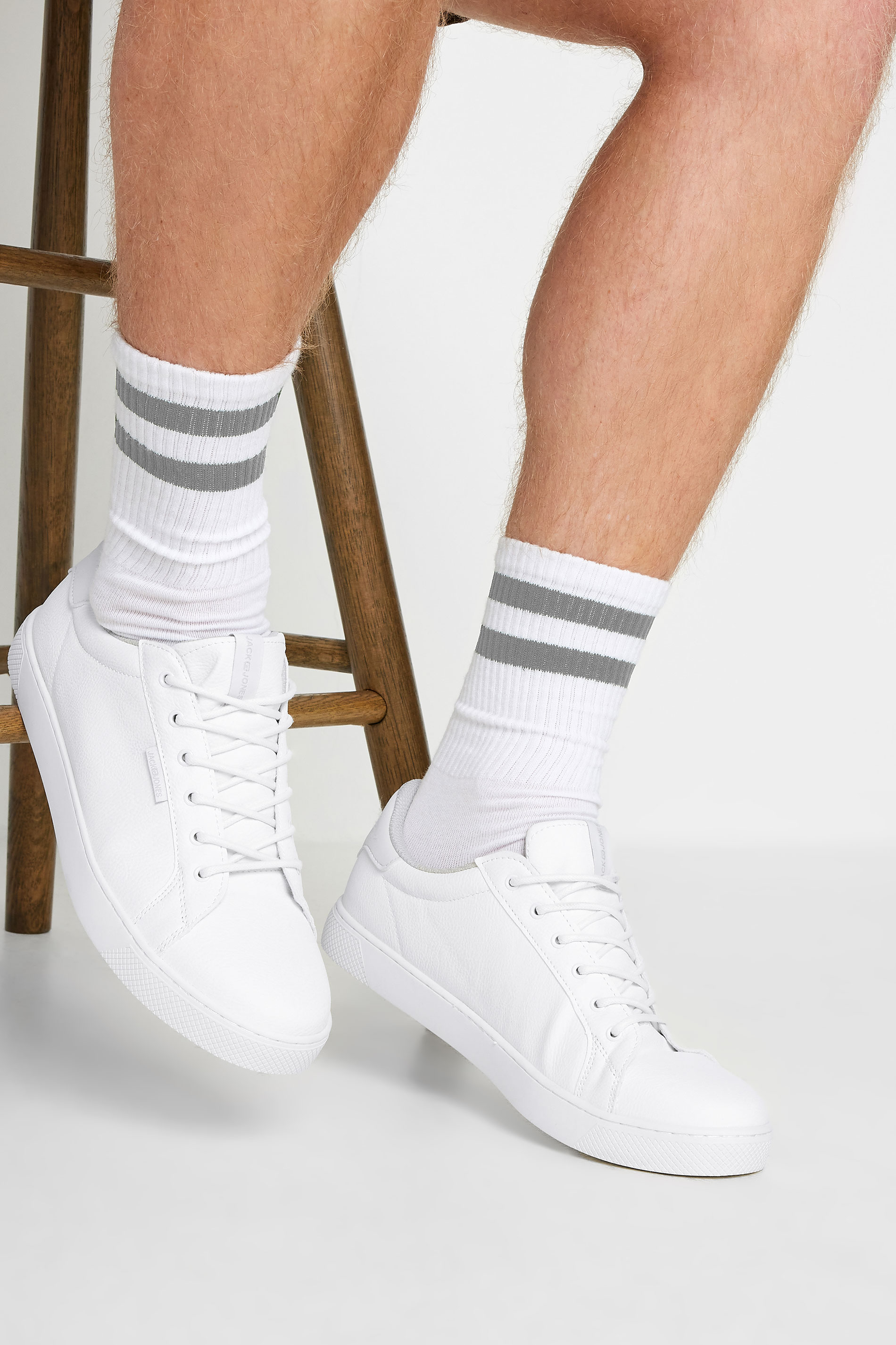 JACK & JONES White Faux Leather Trainers | BadRhino 1