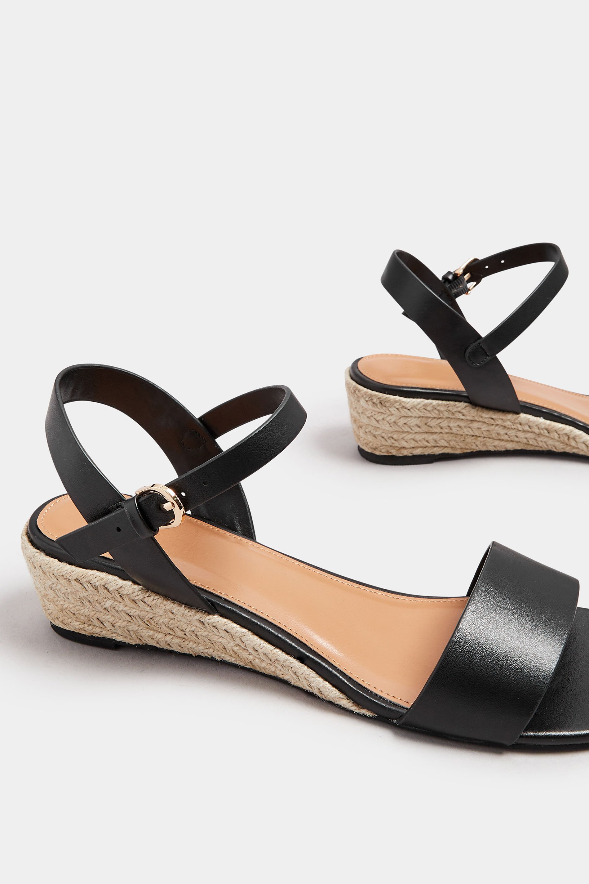 LTS Black Rope Wedge Sandals In Standard Fit | Long Tall Sally 5