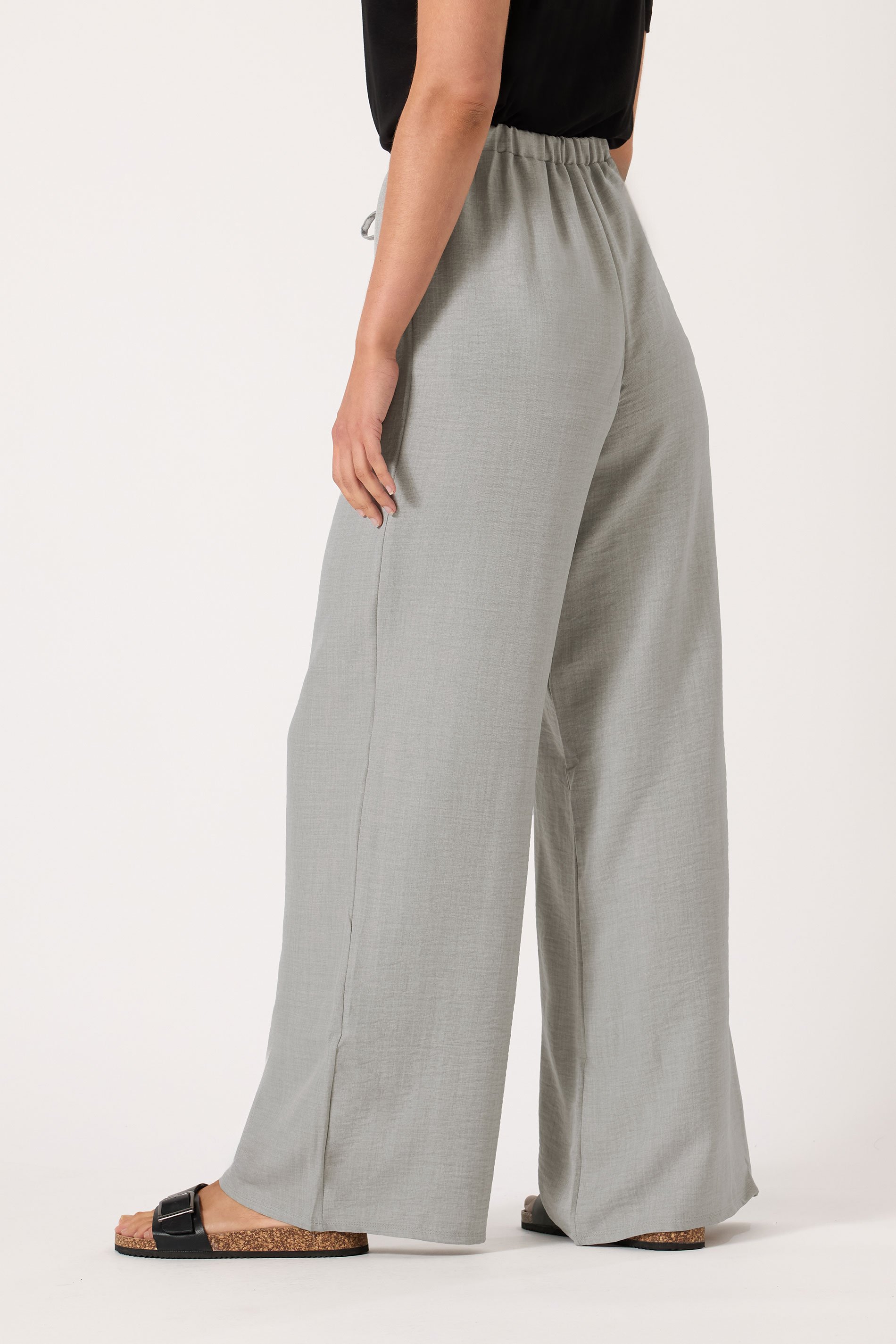 LTS Tall Women's Light Grey Textured Wide Leg Trousers | Long Tall Sally 3