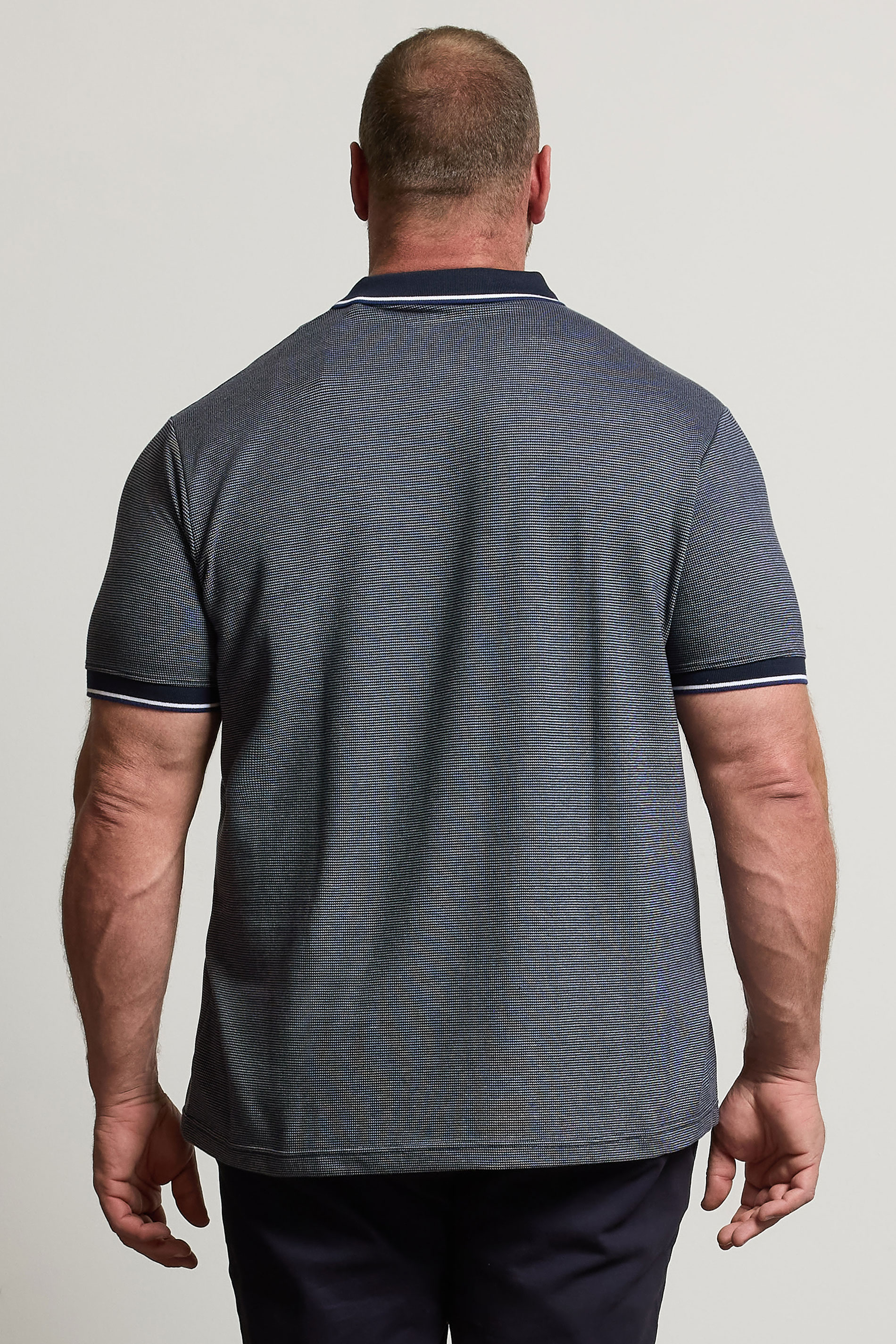 BadRhino Big & Tall Blue Fine Stripe Tipped Polo Shirt | BadRhino 4