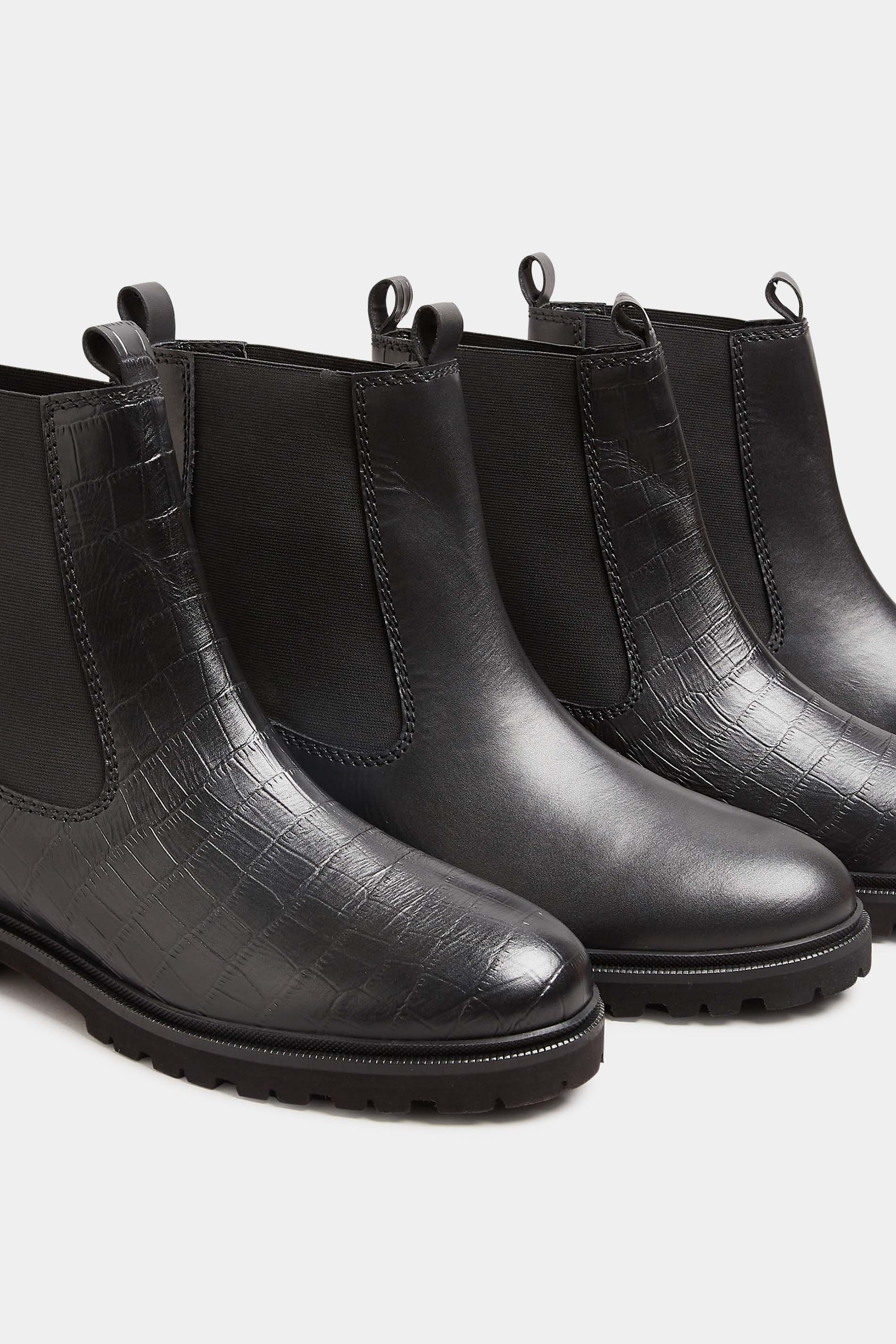 LTS Women's Black Croc Chelsea Boots In Standard Fit | Long Tall Sally 6