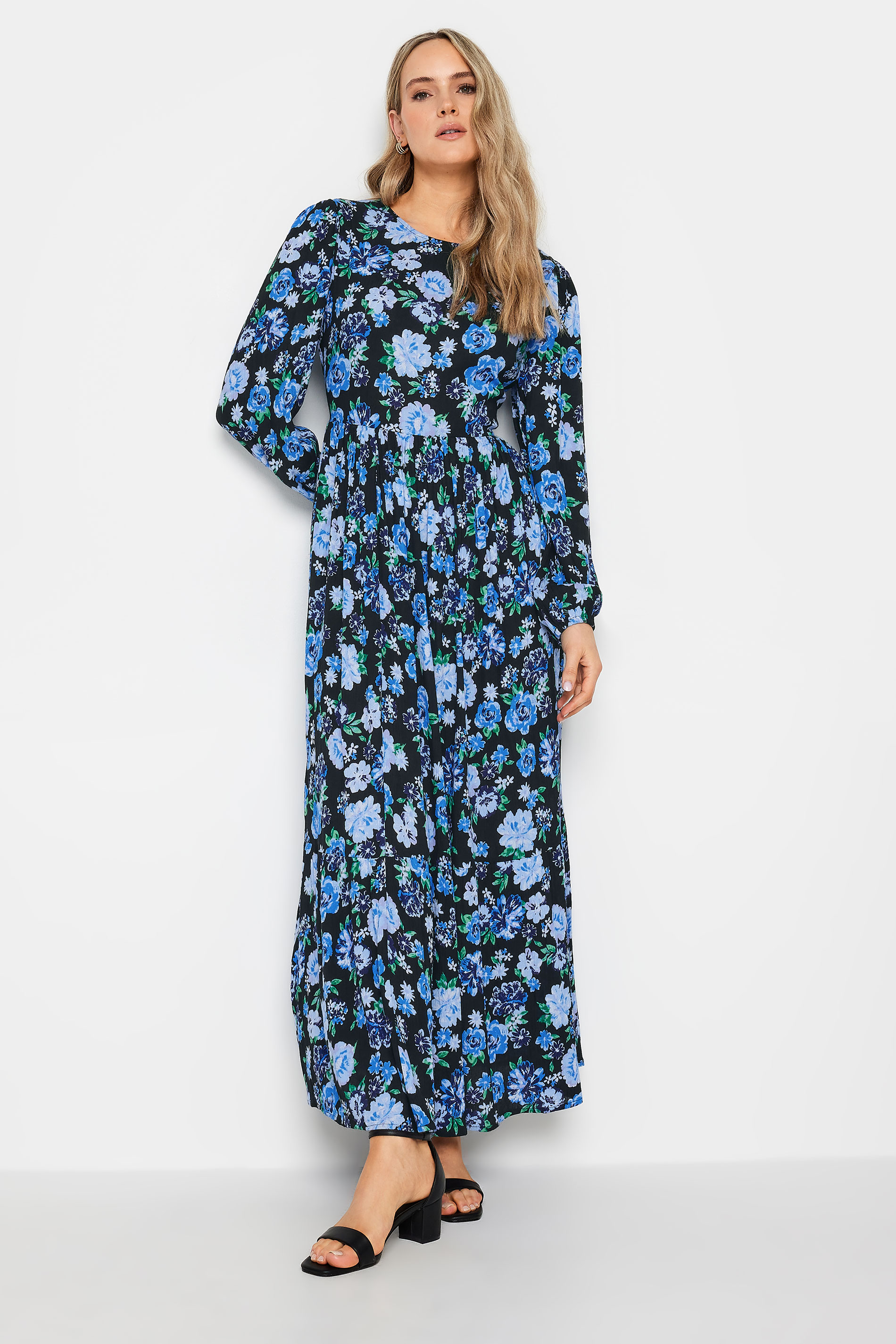 LTS Tall Womens Blue Floral Print Tiered Maxi Dress | Long Tall Sally 3