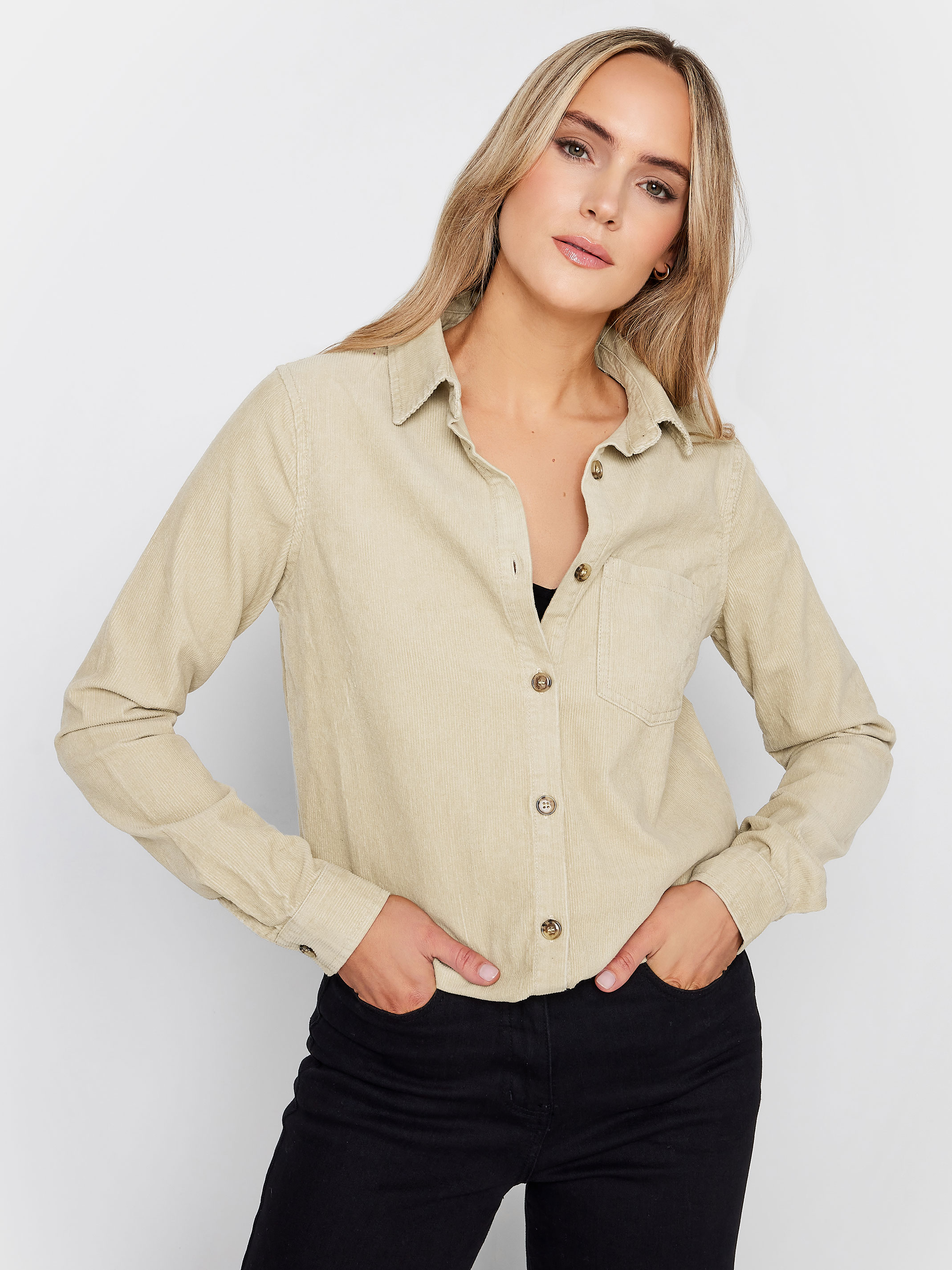 LTS Tall Cream Cord Shirt | Long Tall Sally 1