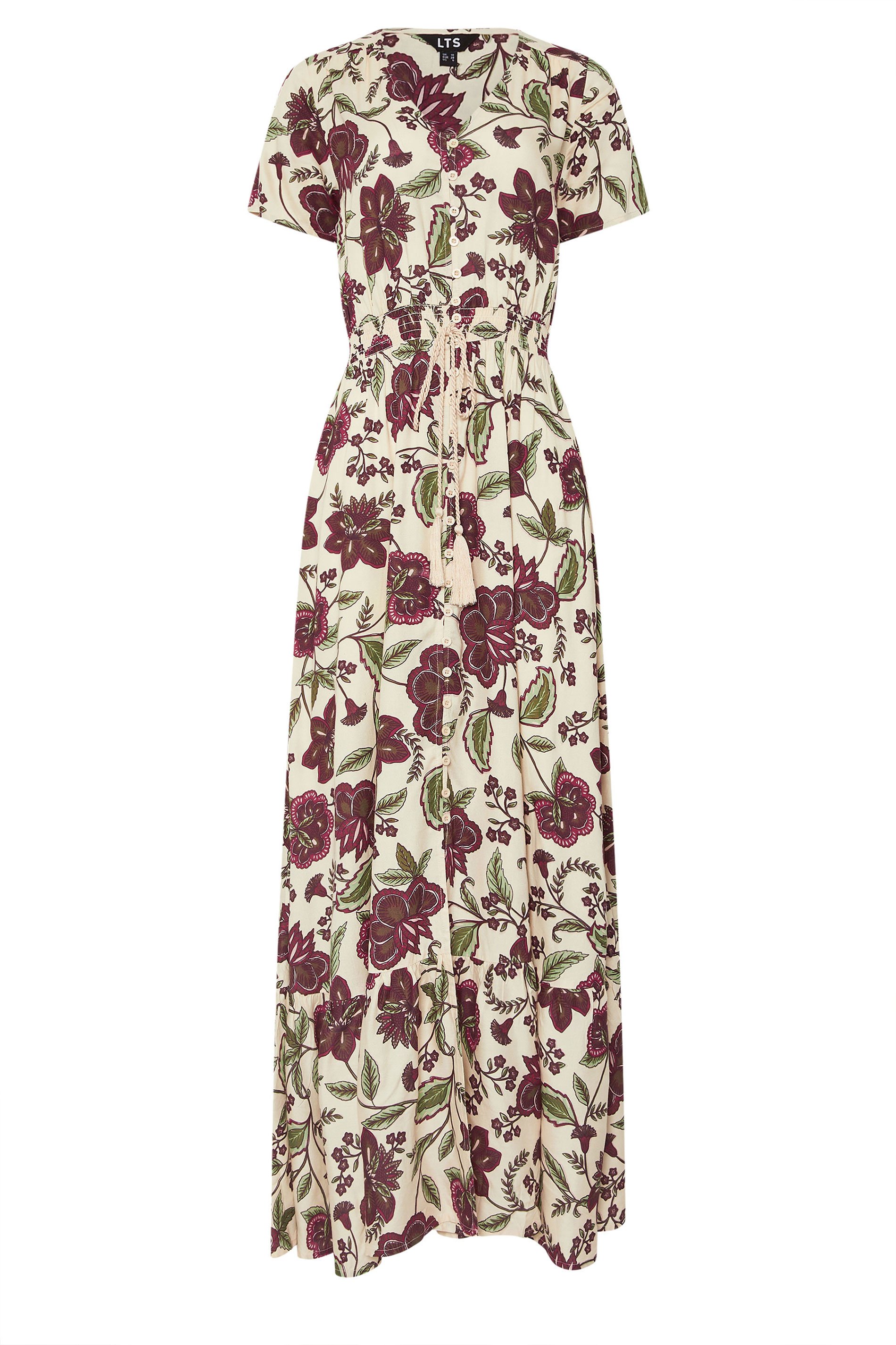 LTS Tall Cream Floral Print Button Maxi Dress | Long Tall Sally 7