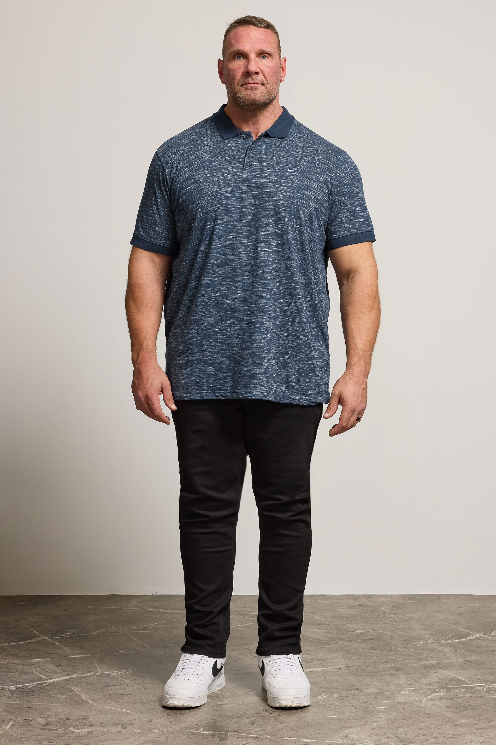 BadRhino Big & Tall Navy Blue Marl Polo Shirt | BadRhino 2