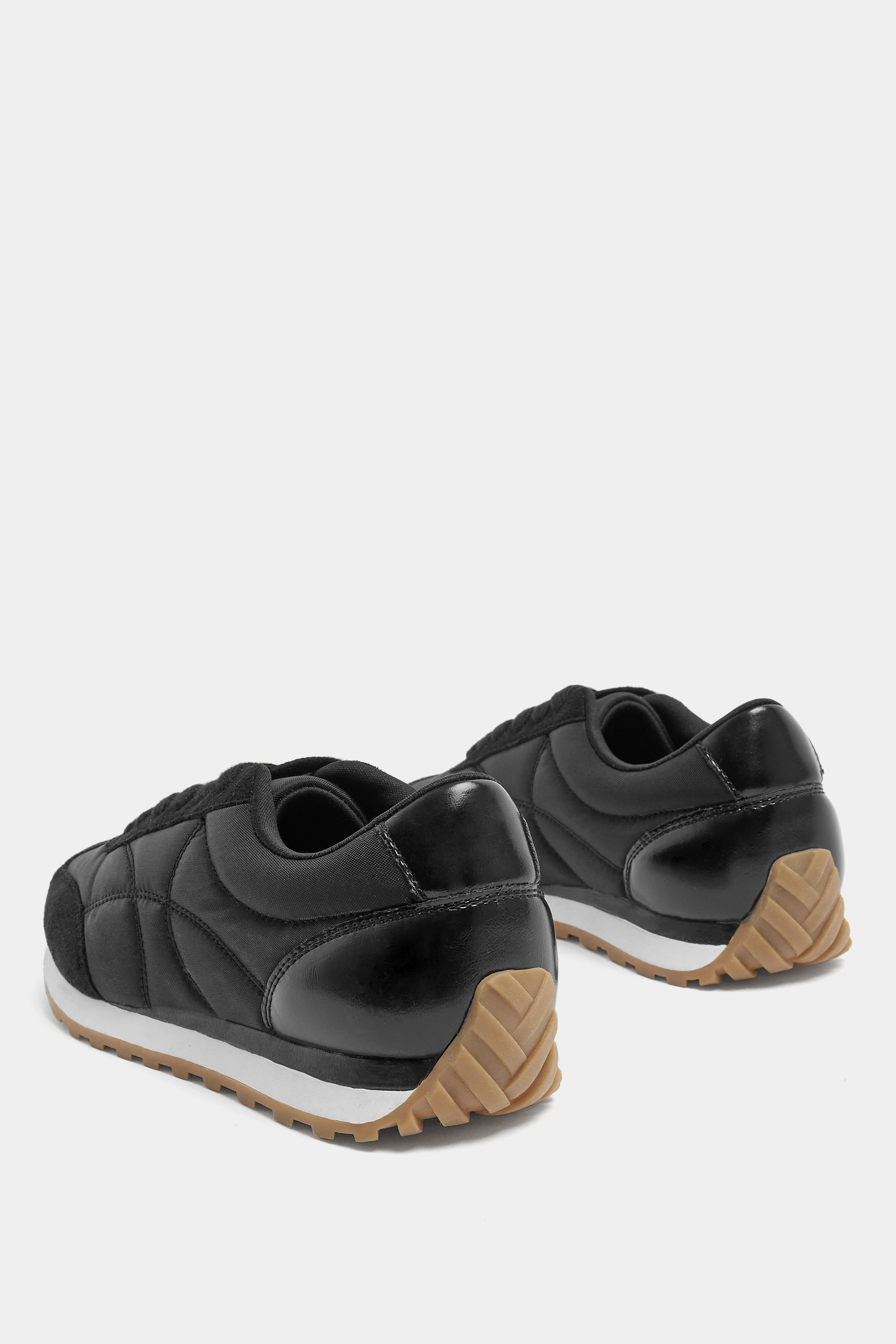 Black Quilted Trainers In Wide E Fit | Yours Clothing 4