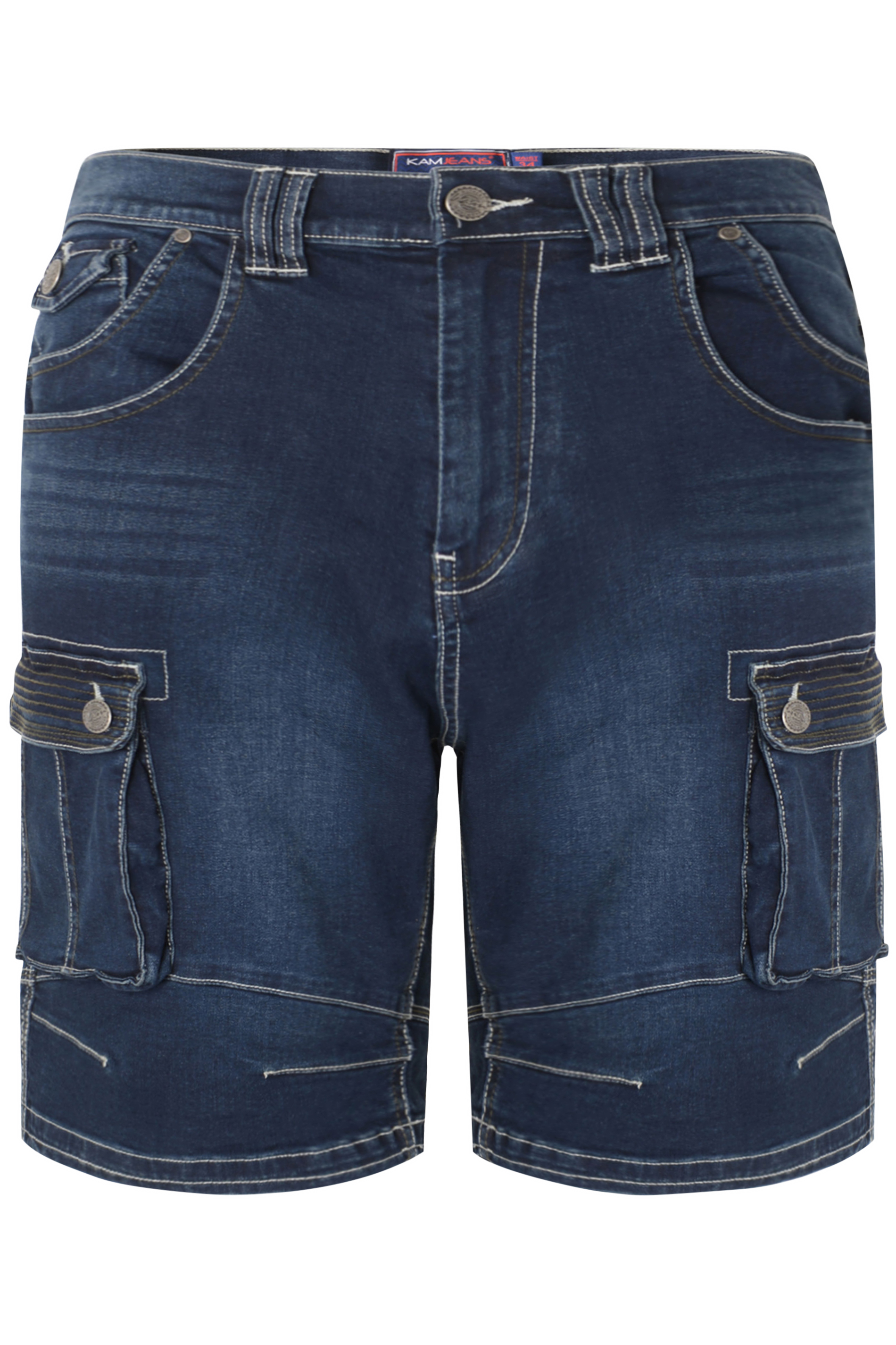 KAM Dark Blue Cargo Denim Shorts | BadRhino 3