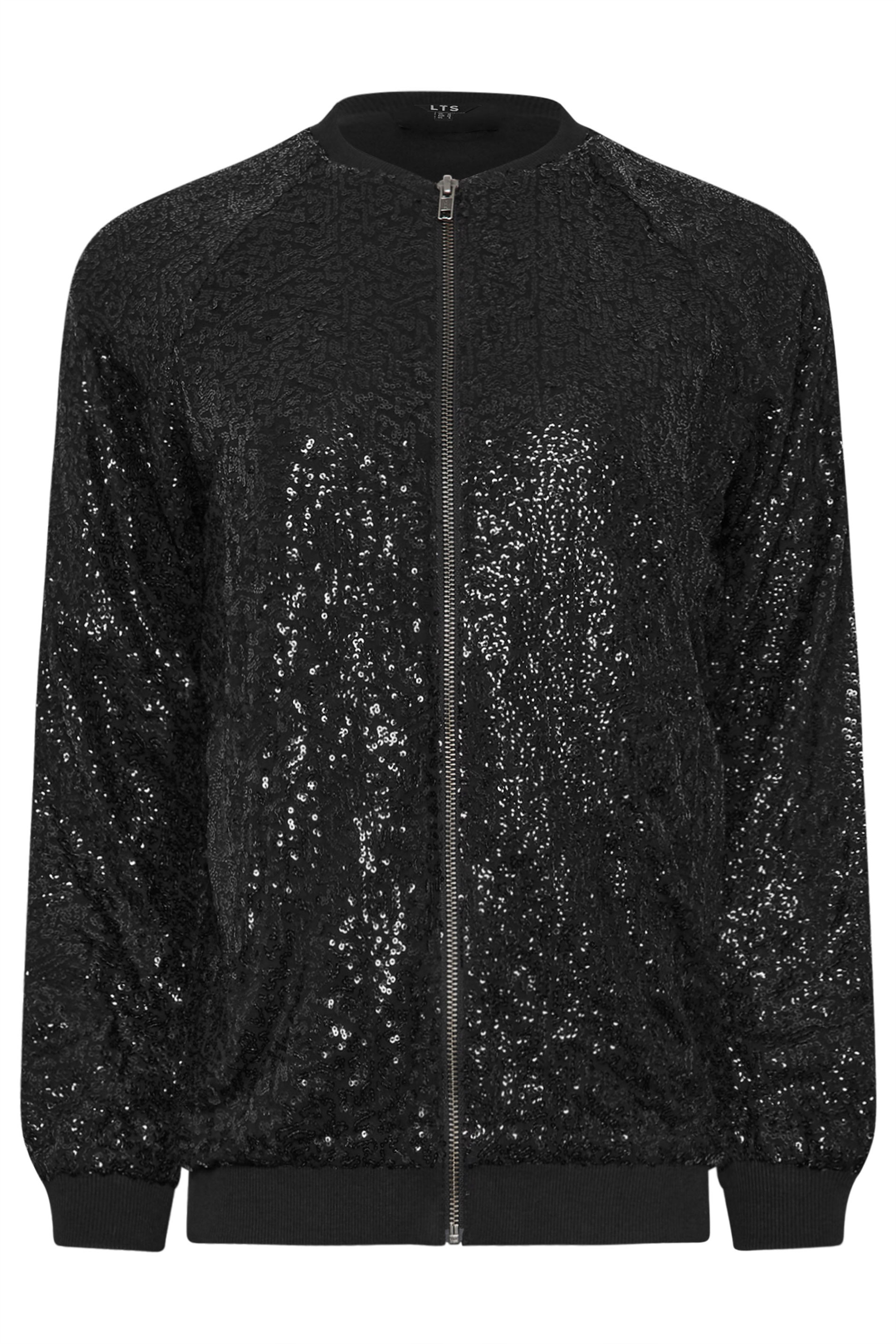 LTS Tall Black Sequin Bomber Jacket | Long Tall Sally 7