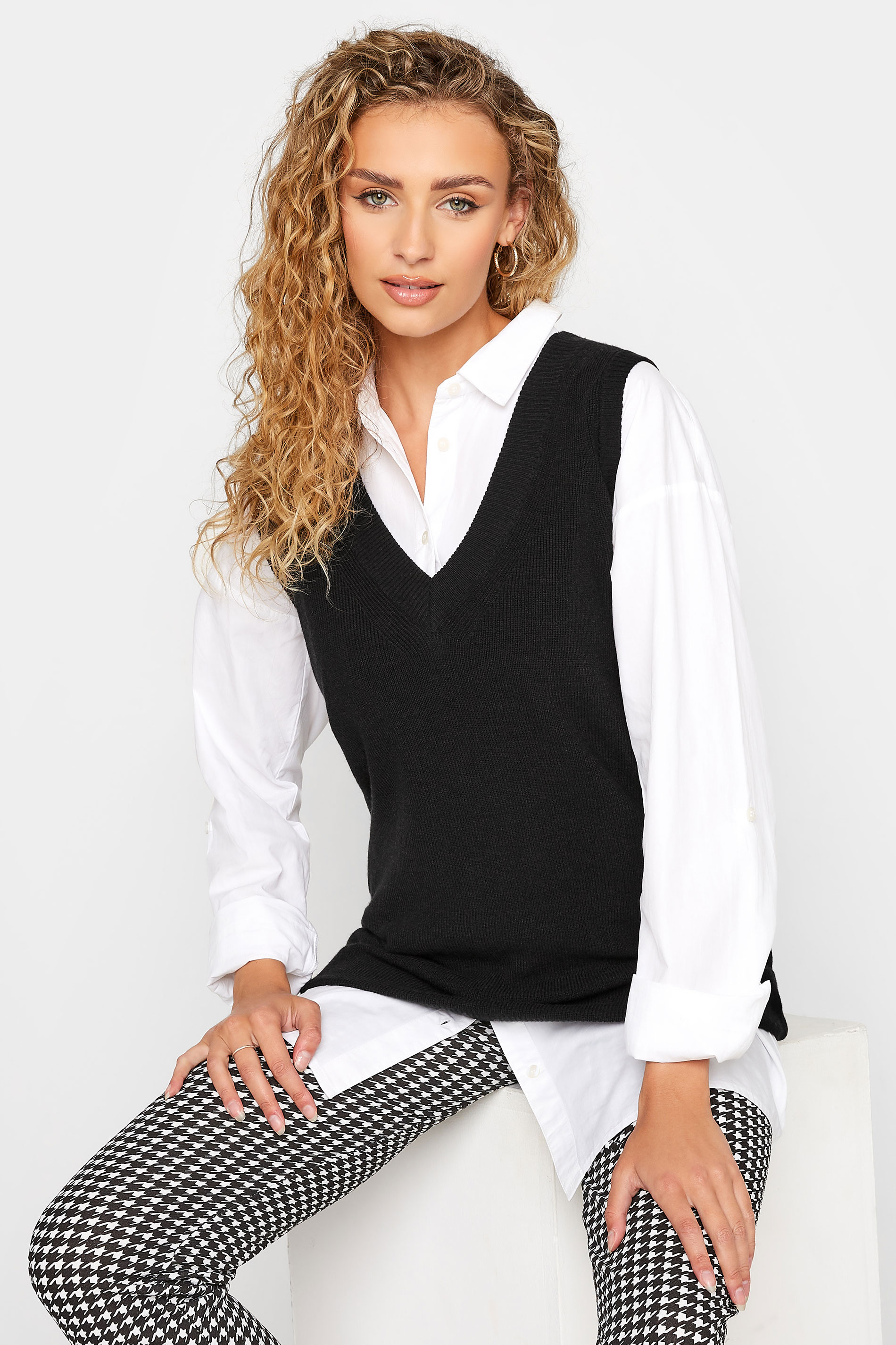 LTS Tall Women's Black Knitted Vest Top | Long Tall Sally 1